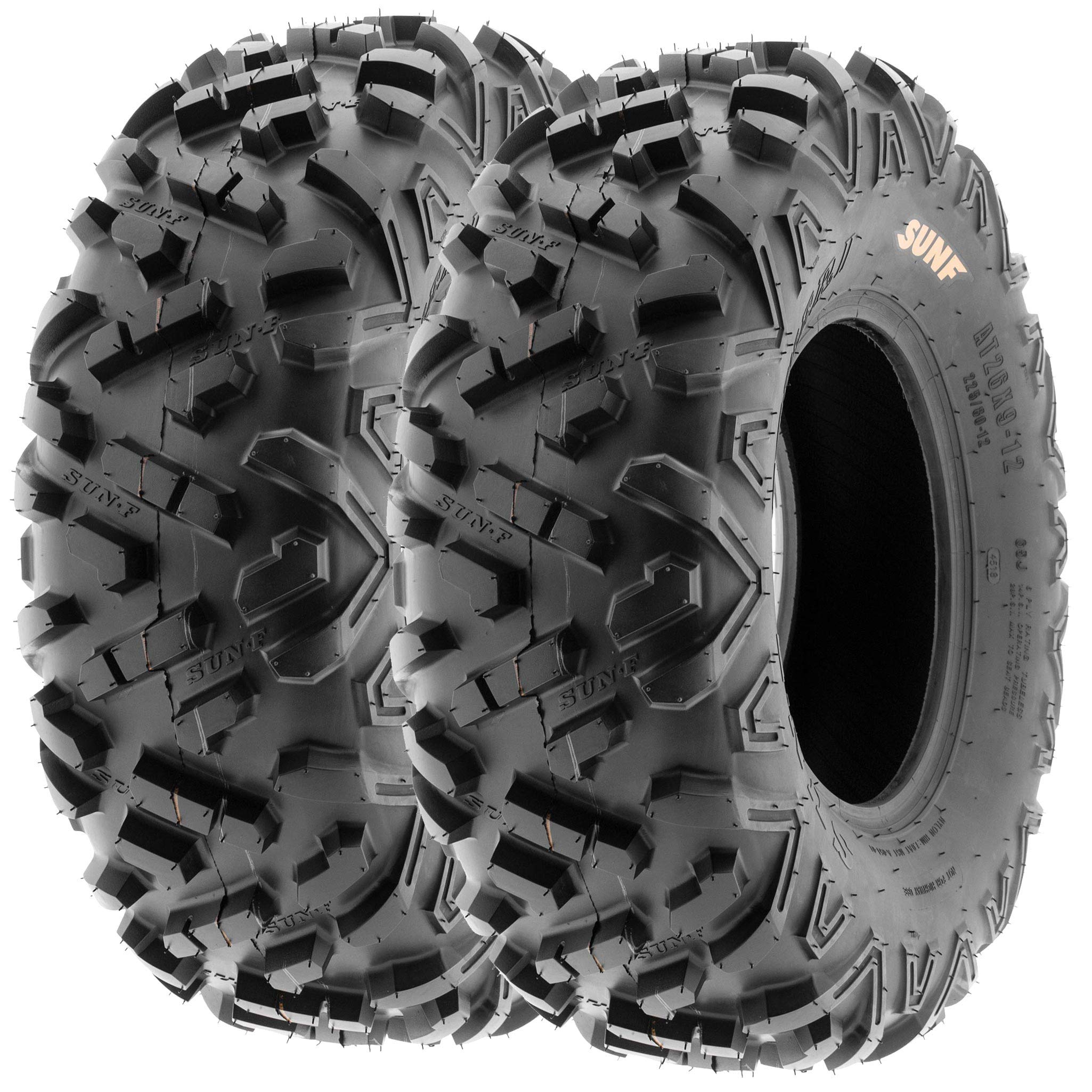 Set Of 4 Sunf Power.Ii All-Terrain Off Road Atv Utv Tires 25X8-12 Front & 25X10-12 Rear, 6 Pr Tubeless A051