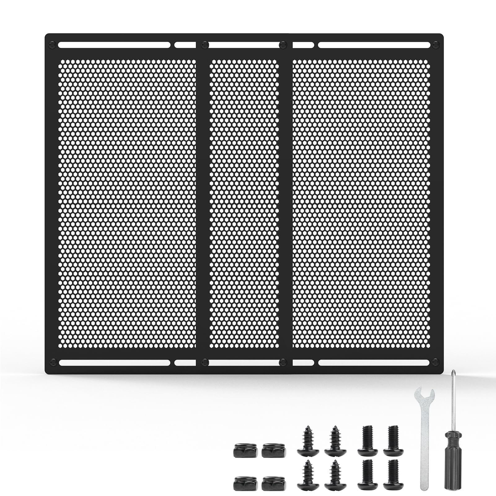 Kessainely RV Screen Door Grille, Adjustable 16-31" Width, 21.26" Height, Black Metal Protector, Model Rv Screen Door 0021