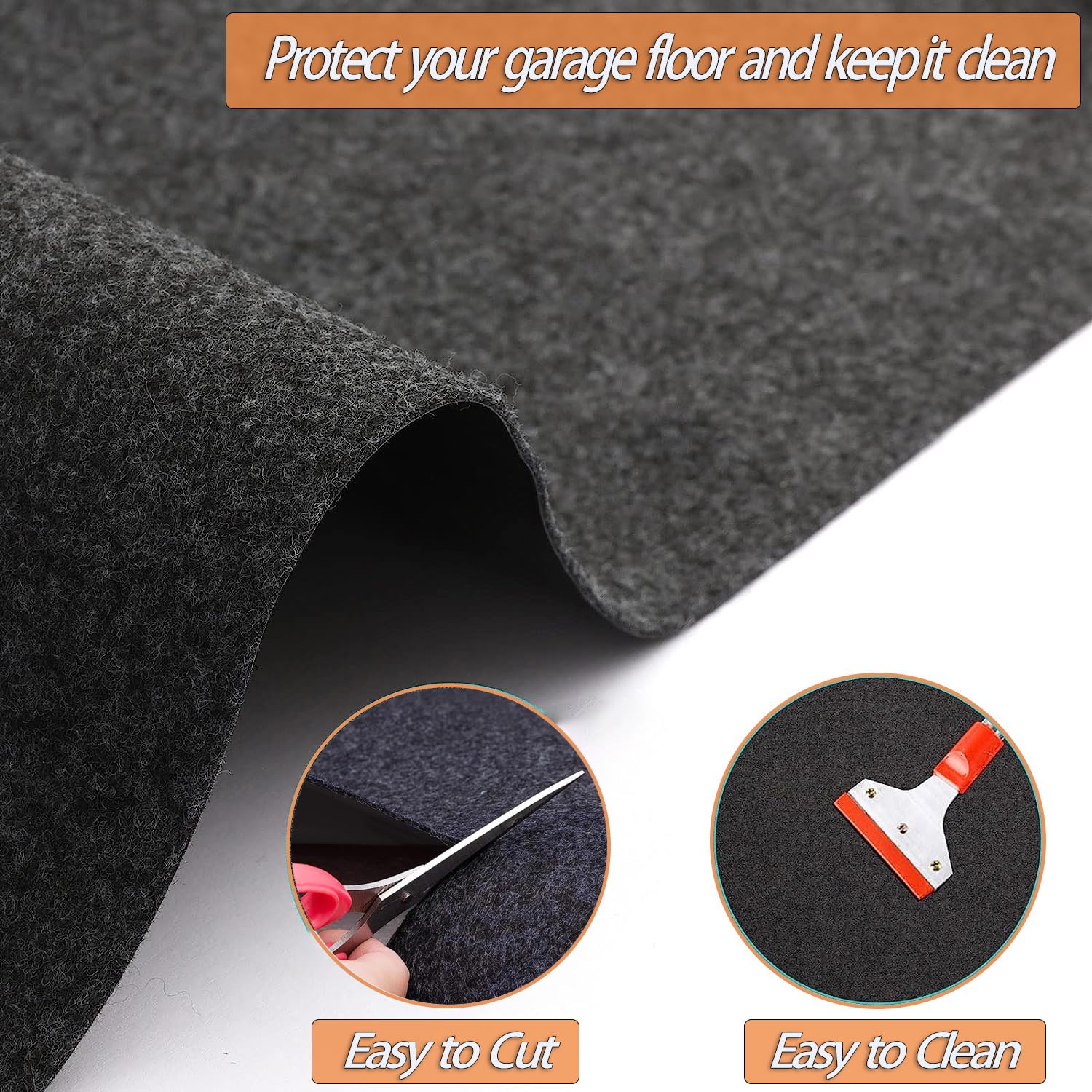 6.6 X 8.5 Ft Garage Floor Mat For Under Cart, Golf Cart Parking Mat, Motorcycle Oil Spill Mat With Weather Backing, Garage Floor