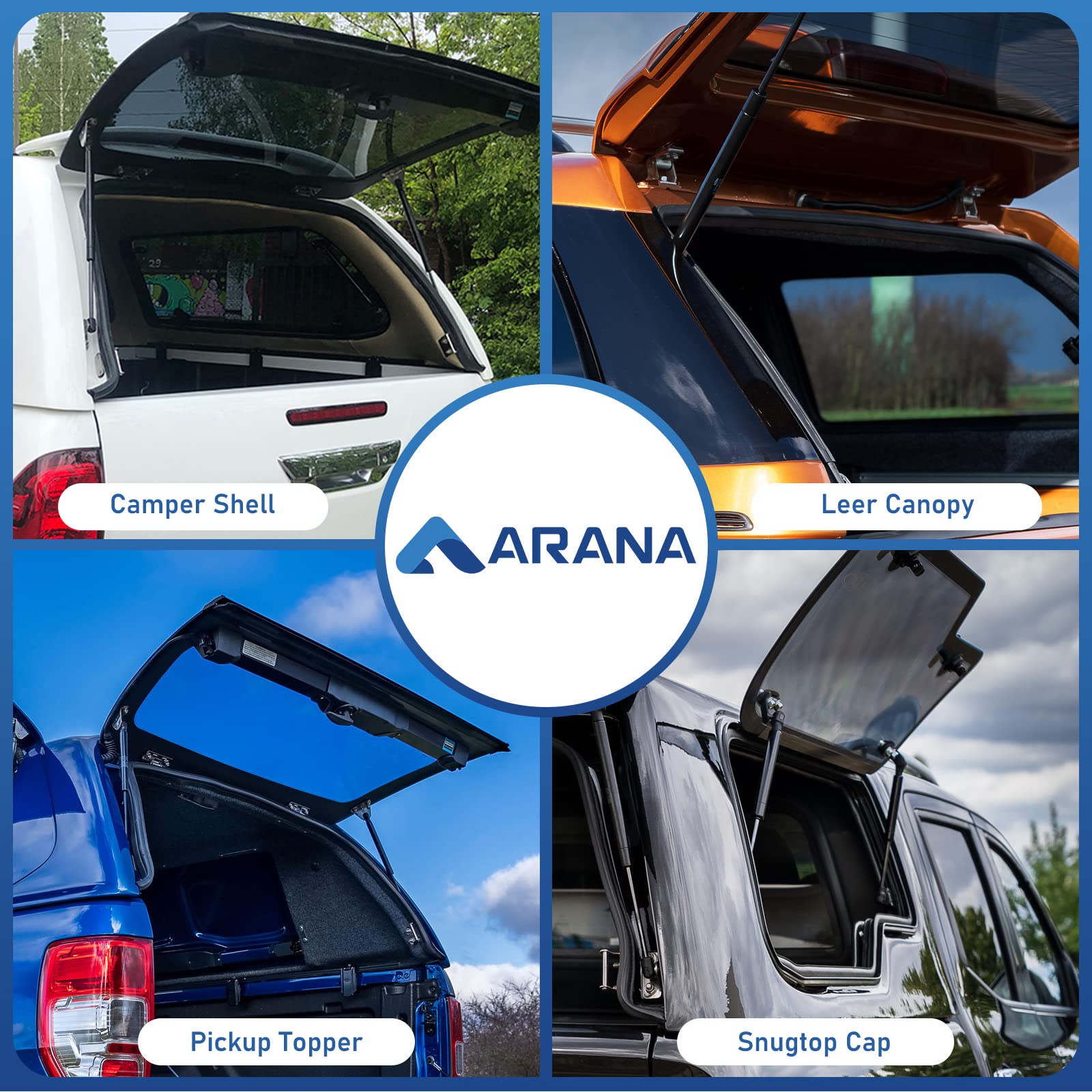 Arana C16-15070 17 Inch 30 Lb Gas Strut Props Lift Supports 30 Lbs/134 N Gas Spring Shocks C16-20195 For Truck Camper Shell Cano