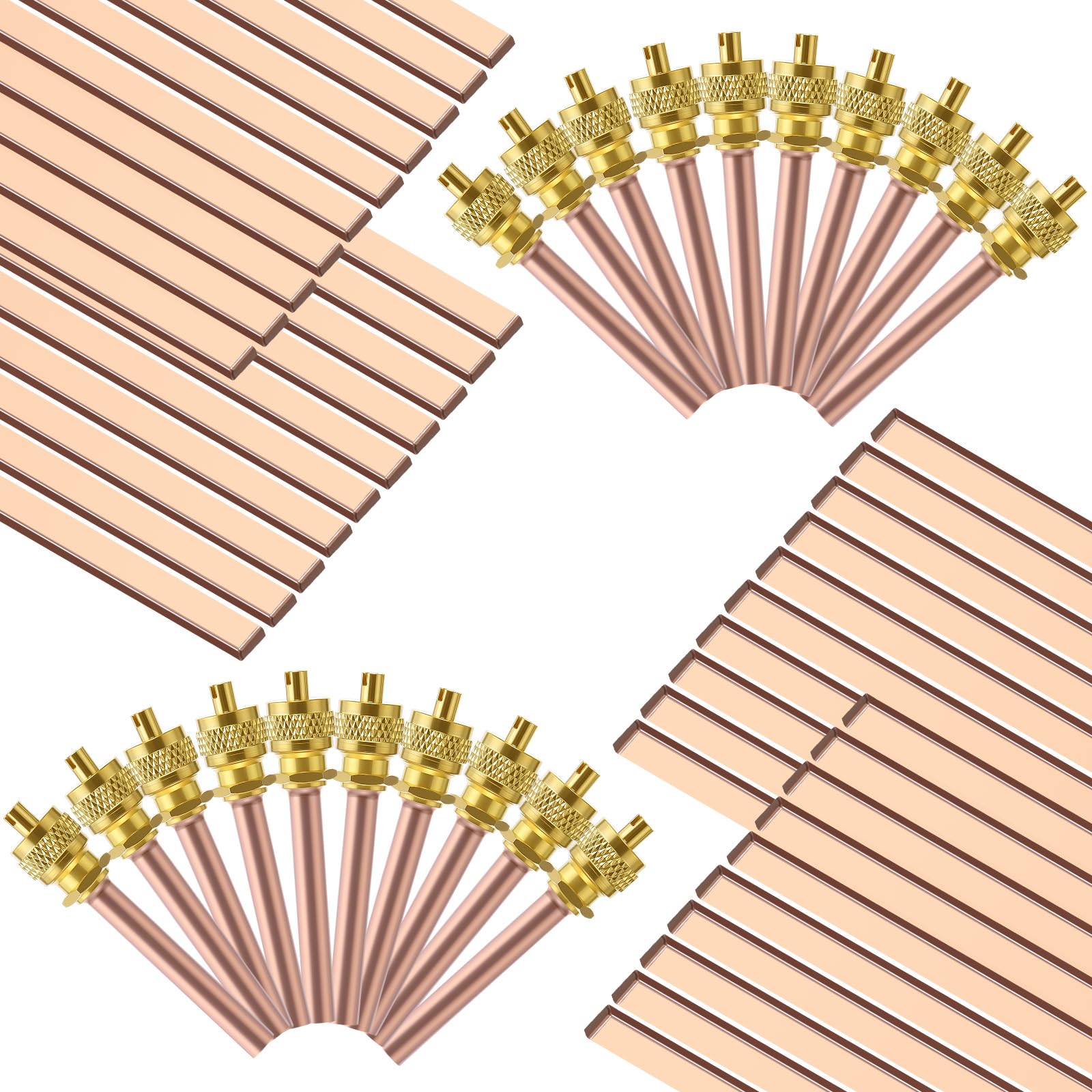 ElaraBerry 40Pcs 15% Silver Brazing Rods AWS BCuP-5 Solder Phos Copper 0.050 x 1/8 x 10 & 20Pcs Access Service Valve 1/4 SAE x 1