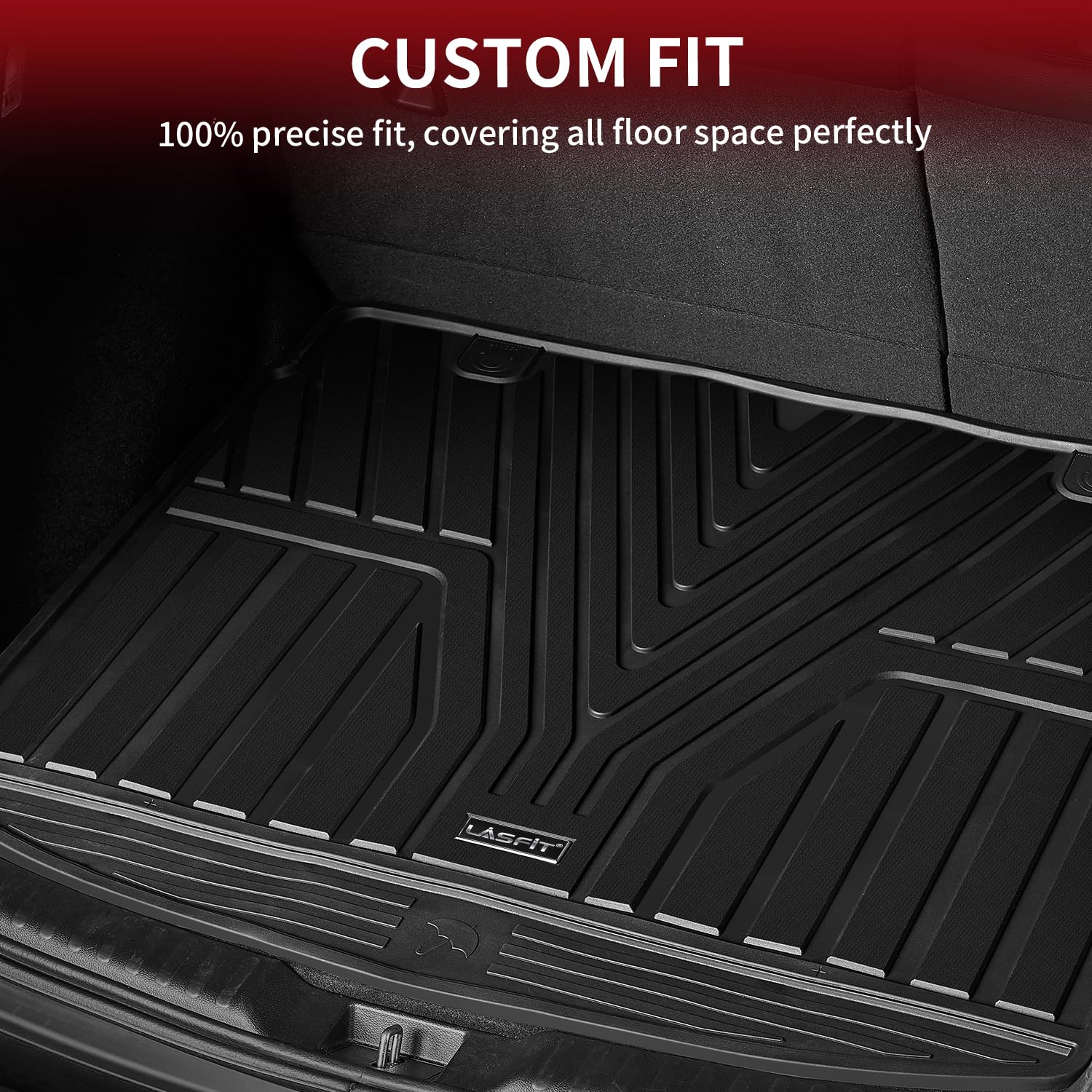 Lasfit Trunk Mat With Backrest Mat For Honda Pilot 2016-2023 2024 2025, All Weather Tpe Custom Fit Pilot Cargo Mat Cargo Liner C