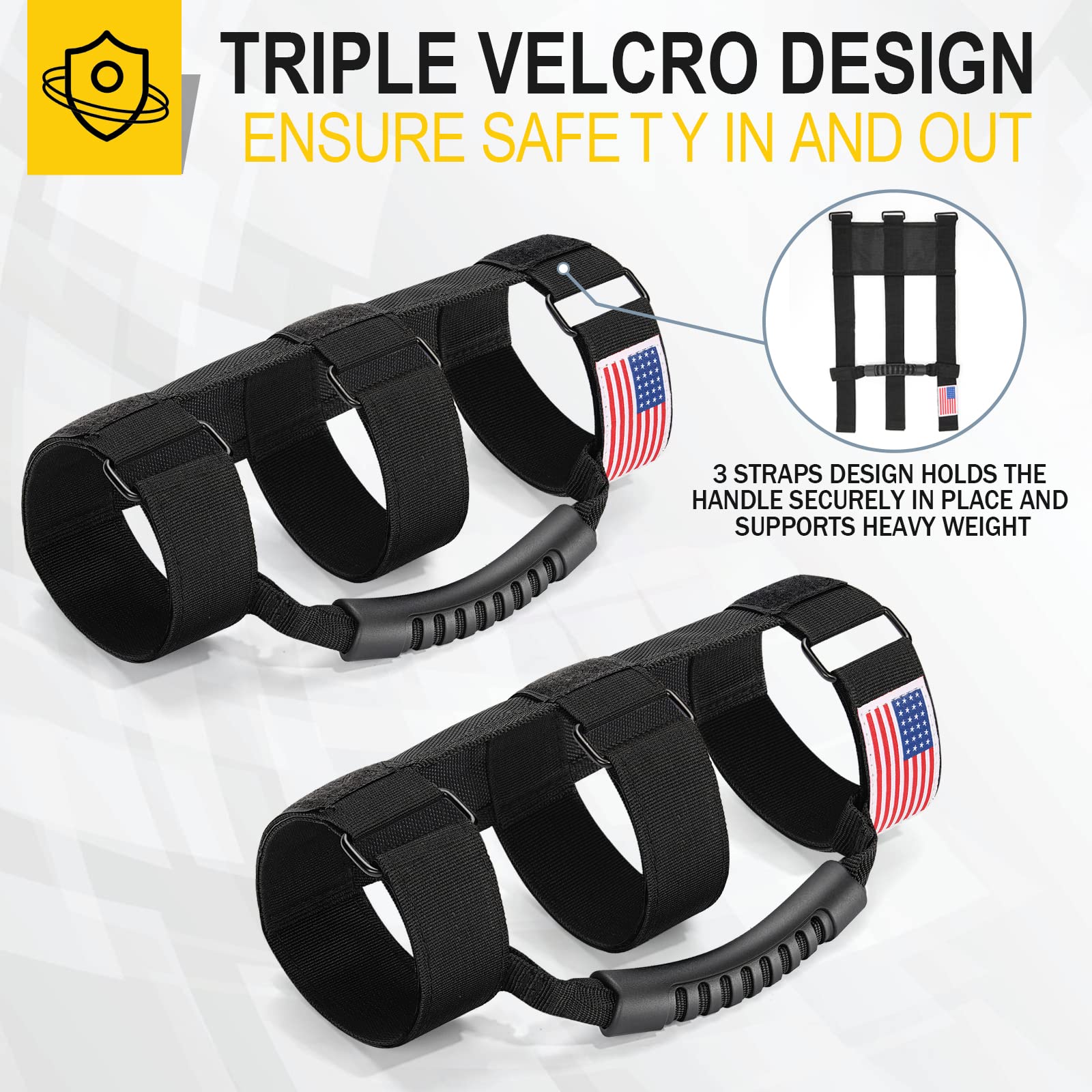 Moveland Roll Bar Grab Handles With Us Flag, 2 X Grip Handles For 1955-2023 Jeep Wrangler Jl, Jk, Tj, Yj & Jeep Gladiator Access