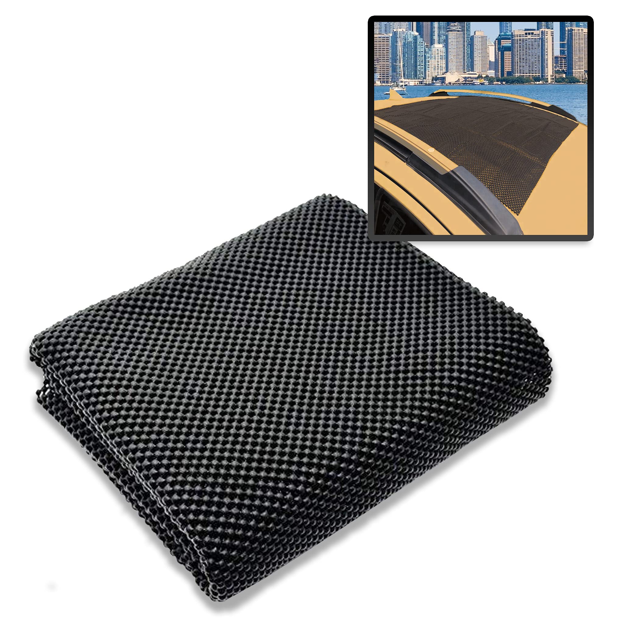 Zento Deals Car Roof Mat for Cargo Bag Mesh Rubber Mat for Car Roof Carrier Bag, Anti-Slip, Extra-Cushioning, Car Roof Padding, 