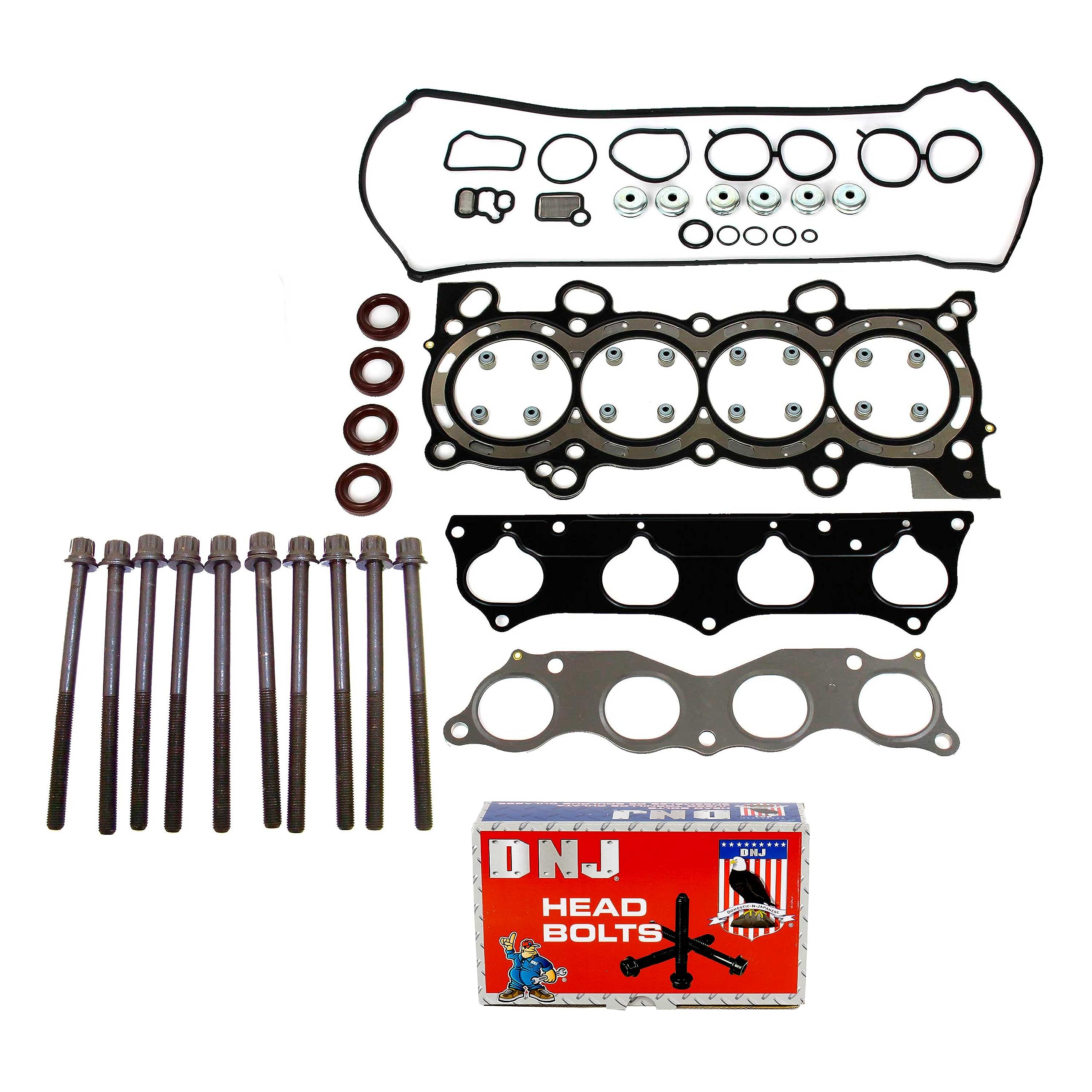 DNJ HGB227 Cylinder Head Gasket Set with Head Bolt Kit for 2002-2006 Honda CR-V 2.4L L4 16V DOHC 2354cc