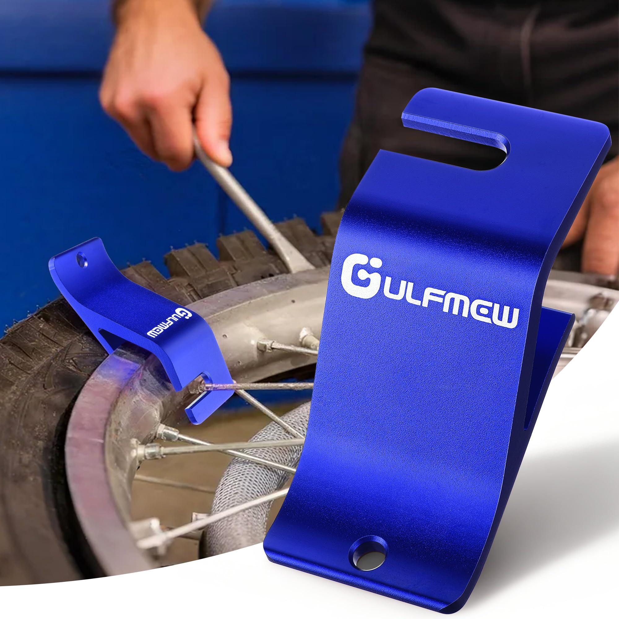 Gulfmew Motorcycle Tire Bead Installation Holder Hook, Aluminum Alloy Off Road Tire Removal Changer Tool, Wheel Bead Install Ass