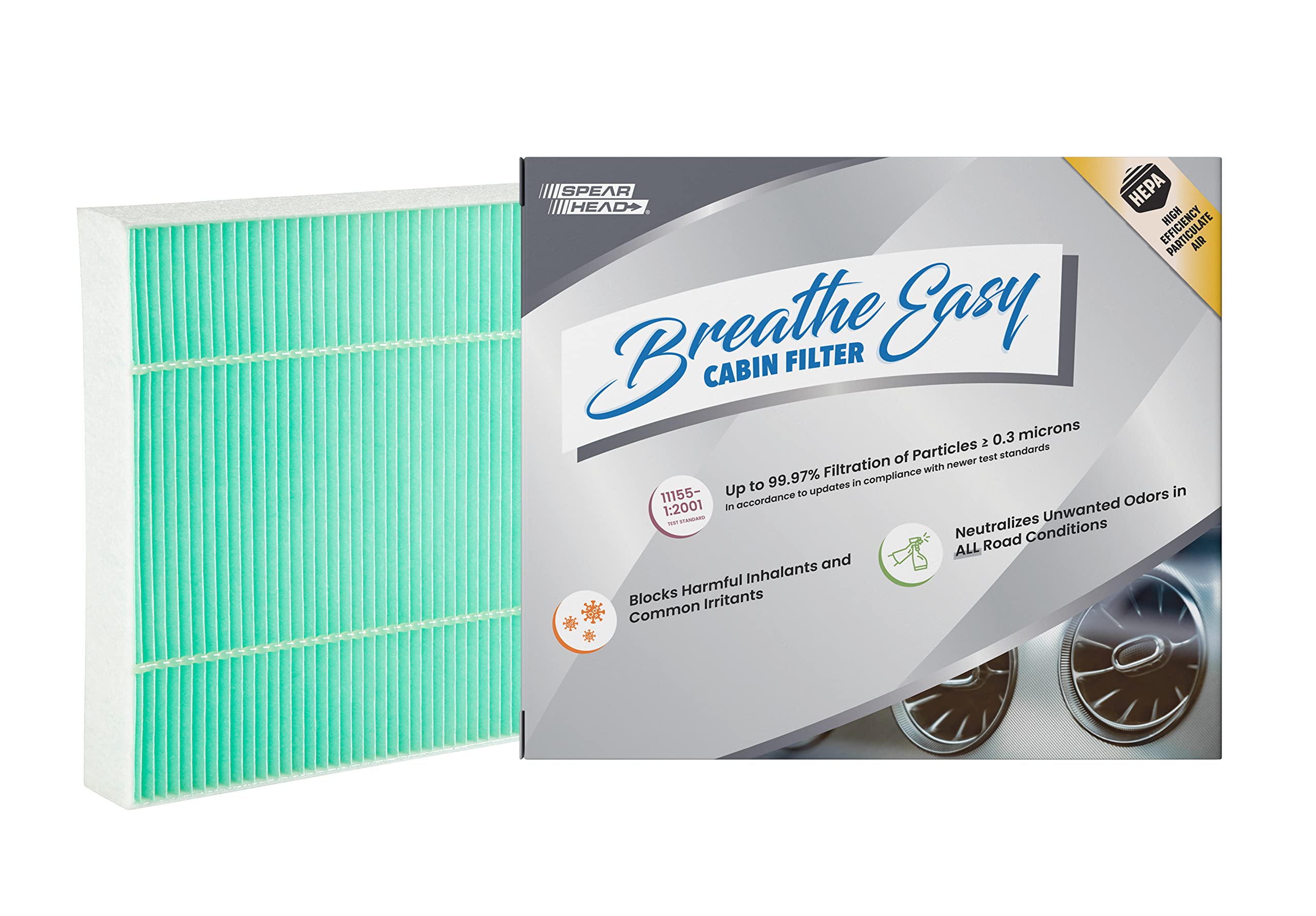 Spearhead Hepa Breathe Easy Cabin Filter, Up To 99.97% Filtration Of 0.3 Micron Particles W/No Airflow Reduction (Be-668H)