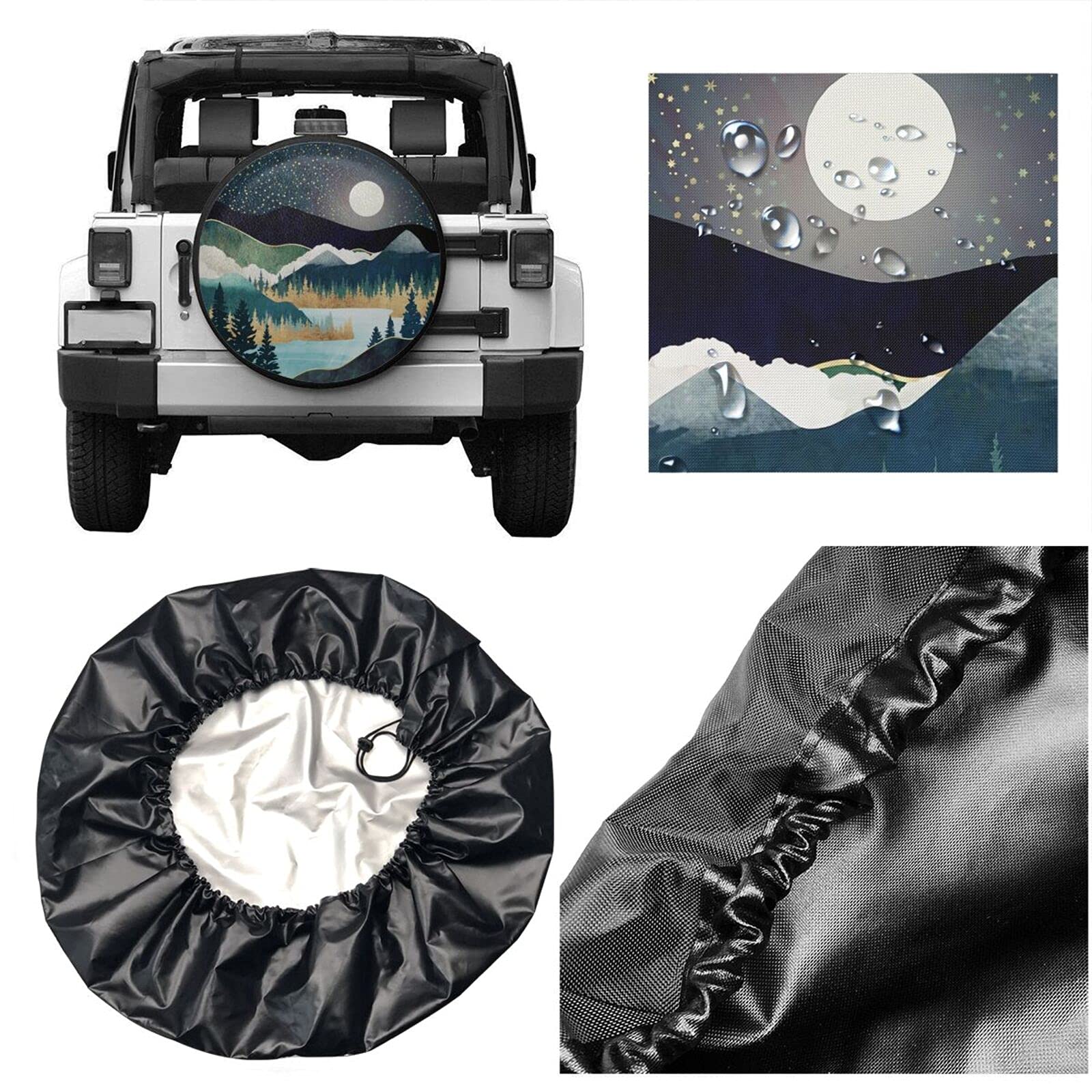 Cozipink Abstract Mountains Deer Lake Landscape Spare Tire Cover Wheel Protectors Weatherproof Wheel Covers Universal Fit For Trailer Rv Suv Truck Camper Travel Trailers Accessories 14 15 16 17