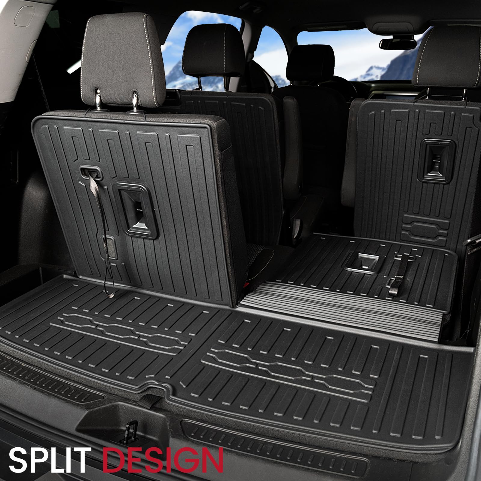 JOULARISE Cargo Mat Set for 2017-2023 GMC Acadia, All-Weather TPE, Black, 6 Seats, Model DZ24062714ZHZ