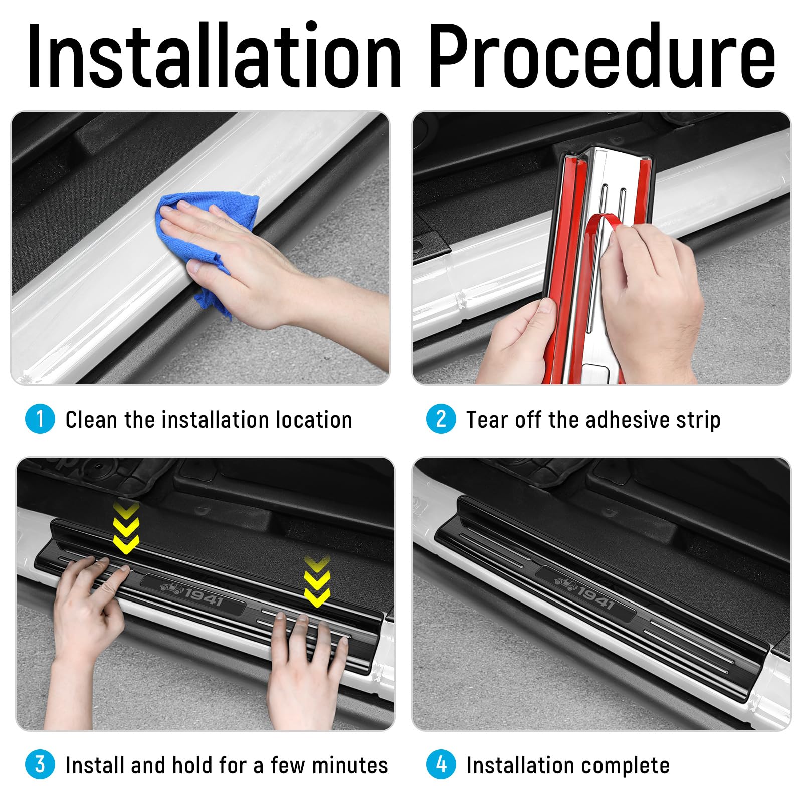 ZZEQYG 4 Pcs Stainless Steel Door Sill Protector Compatible with Jeep Wrangler JK Unlimited JKU Sport Sahara Rubincon 2007-2017