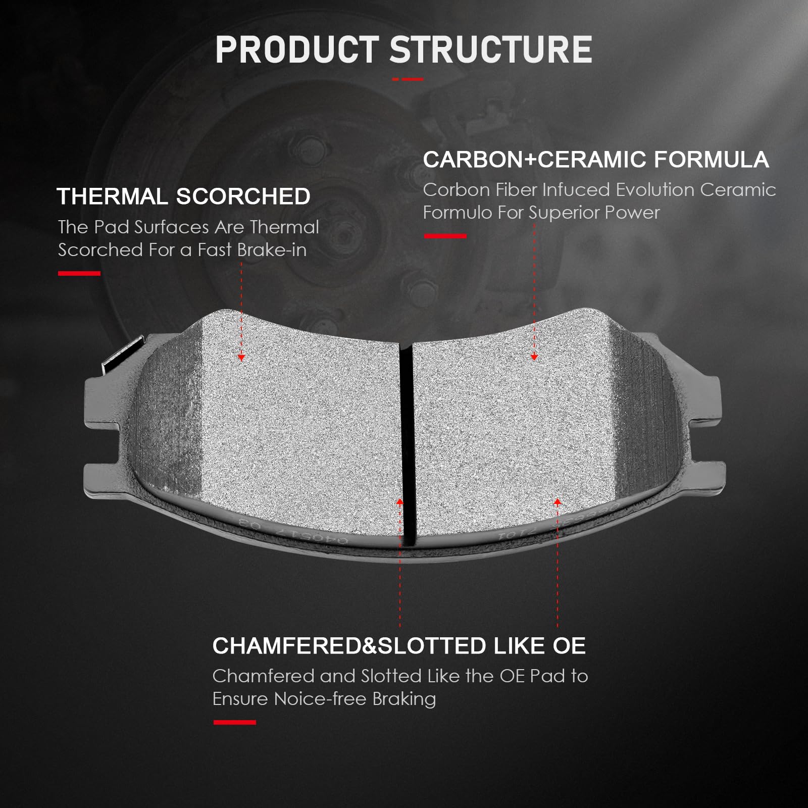Cciyu D507 Professional Ceramic Front Brake Pads Set Fit For 91-92 For Saturn Sc,93-02 For Saturn Sc1,Sc2,91-02 For Saturn Sl,91