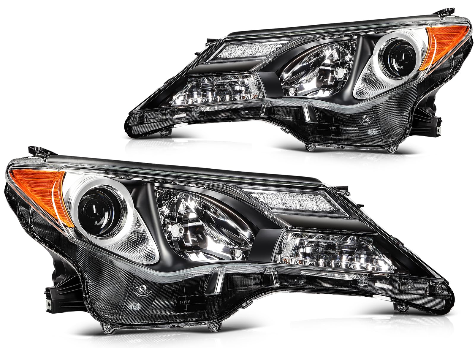 OCPTY Headlight assembly Pair Replacement for 2013-2015 for Toyota RAV4 Clear Lens Black Housing Bulbs Not Included 81170-OR042 