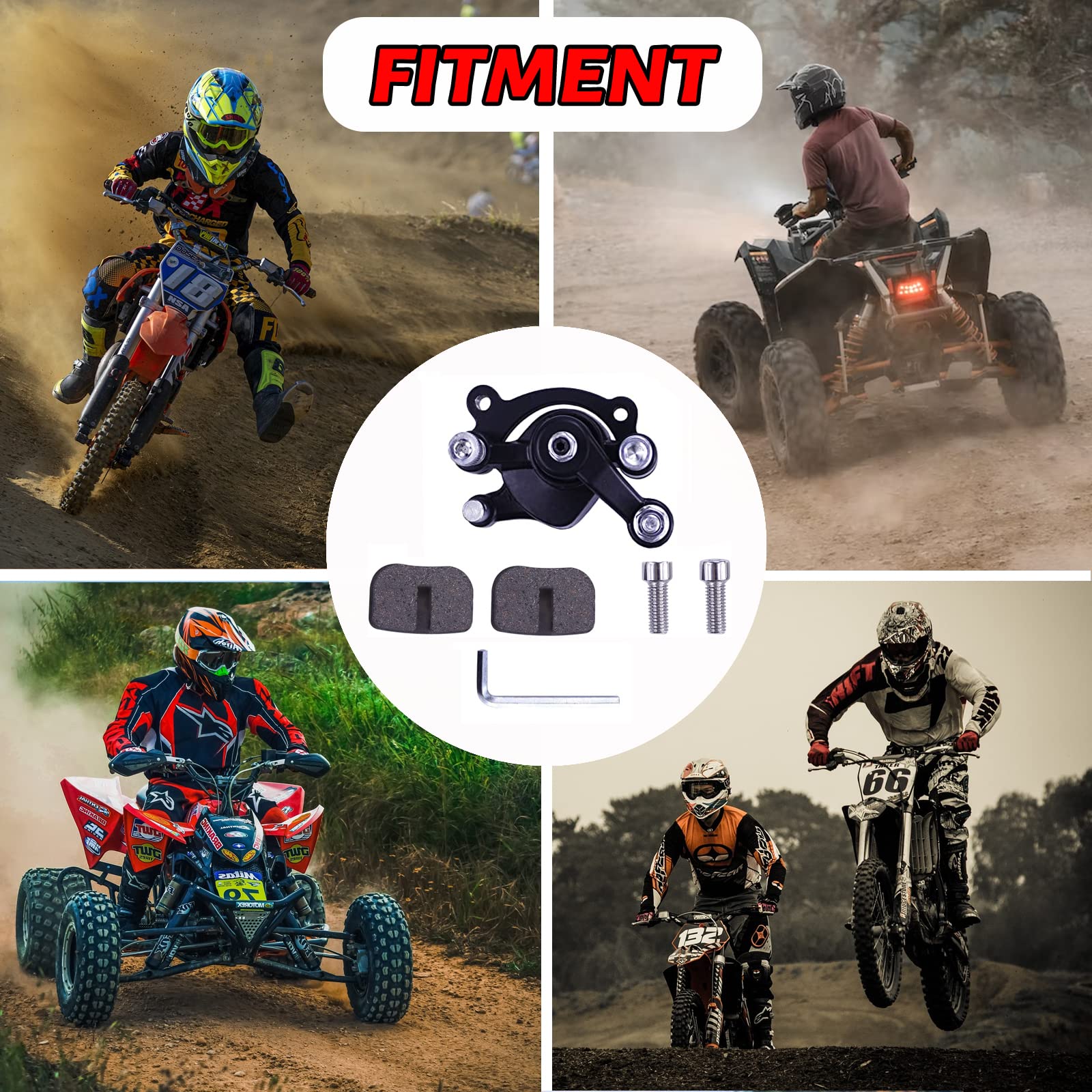 JOYYANGFANG Rear Disc Brake Caliper With Replaced Pad for MBX10 MBX11 80cc MM-B80 105cc MM-B105 CT100U CC100X Trail Mini Bike 47