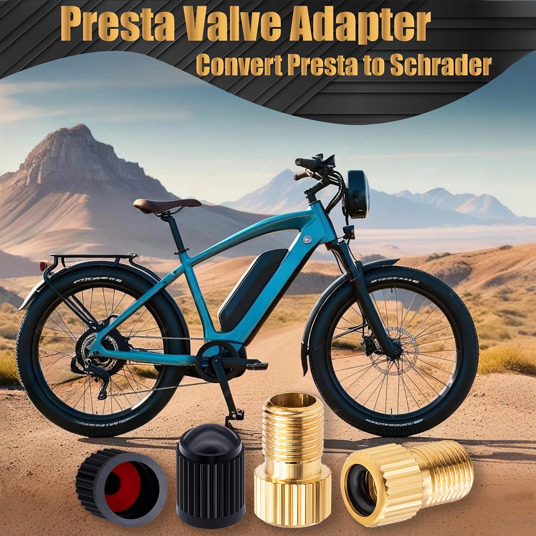 Meajoo 6Pcs Brass Presta Valve Adapter, Convert Presta To Schrader Adaptor, Inflate Tire Using Standard Pump Or Air Compressor F
