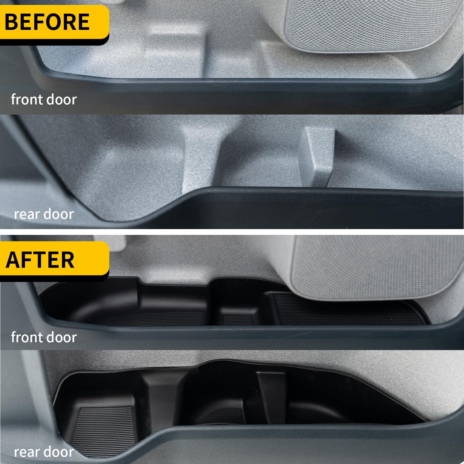 Maxzina Door Side Storage Tray for 2022-2025 Ford Maverick, Black Silicone Car Organizer, 4PCS Front & Rear Accessory Set