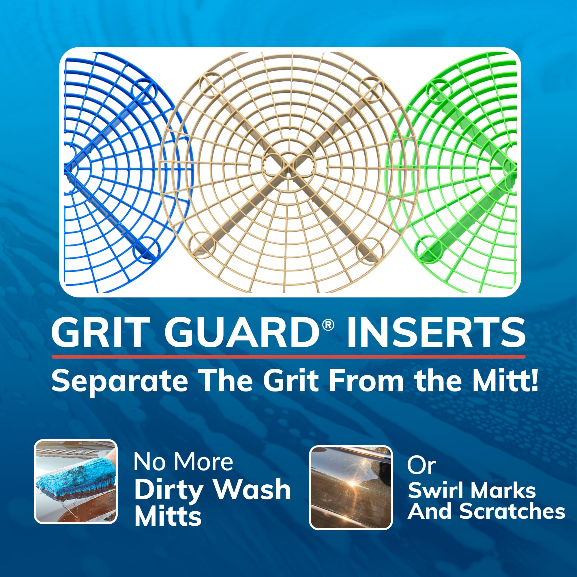 Grit Guard The Original Silver Bucket Insert - 10'' Diameter Car Wash Bucket For Car Washing, Detailing Compatible With 3.5, 4,