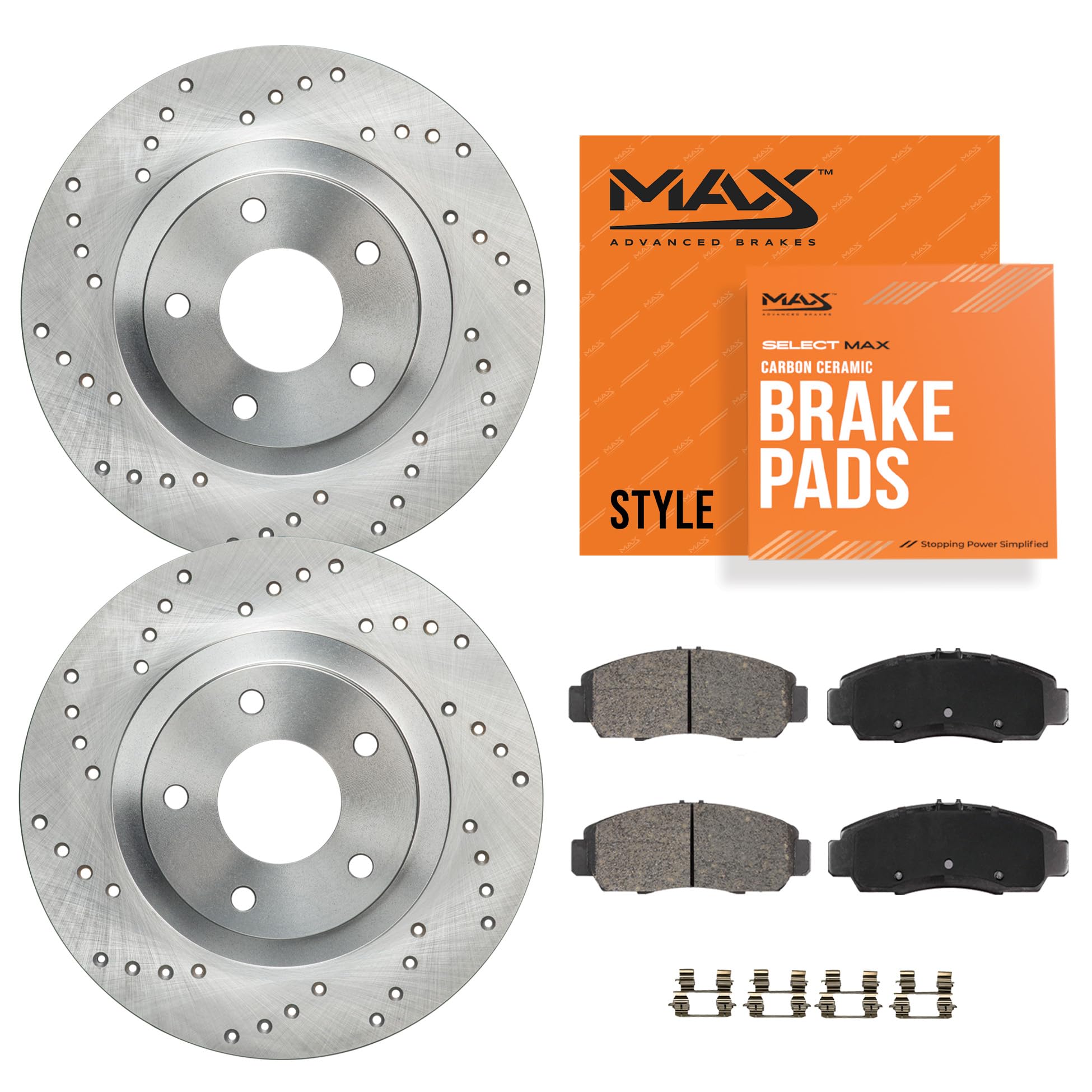 MAX Advanced Brakes - Front Brake Kit For 2009-2012 Ford Escape (w/Phenolic Piston Caliper)| Carbon Ceramic Brake and Rotor Kit|