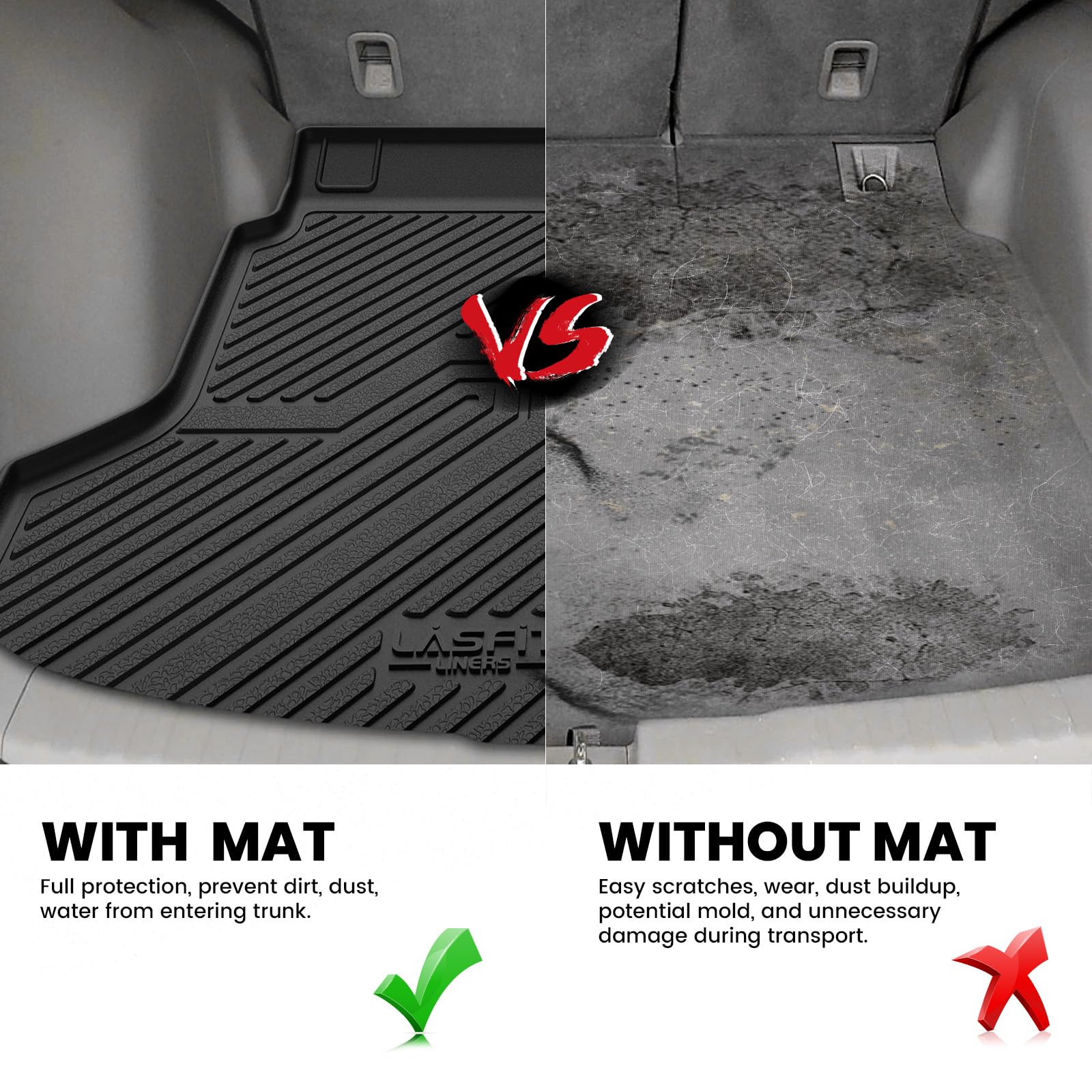 LASFIT Trunk Mat for Honda CRV 2012-2016, All Weather Custom Fit TPE Cargo Mat for CR-V 2012 2013 2014 2015 2016 Trunk Tray Carg