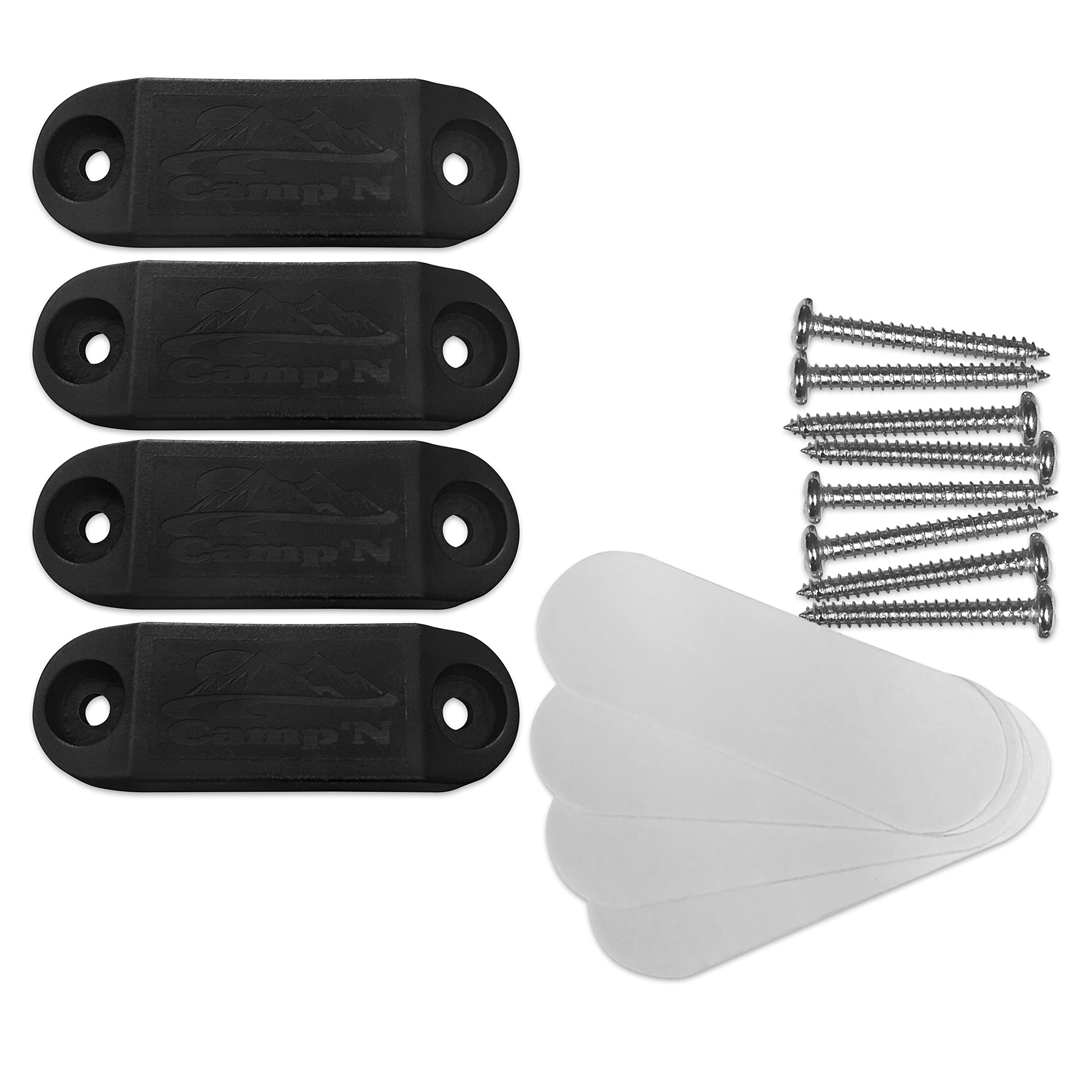 Camp'N Rv Magnetic Door Holder (Black 2-Pair) Rv Magnetic Door Catch & Rv Door Magnet For Secure Closure - Trailer Door Holder With Mounting Hardware & Double Sided Tape - Rv Door Holder