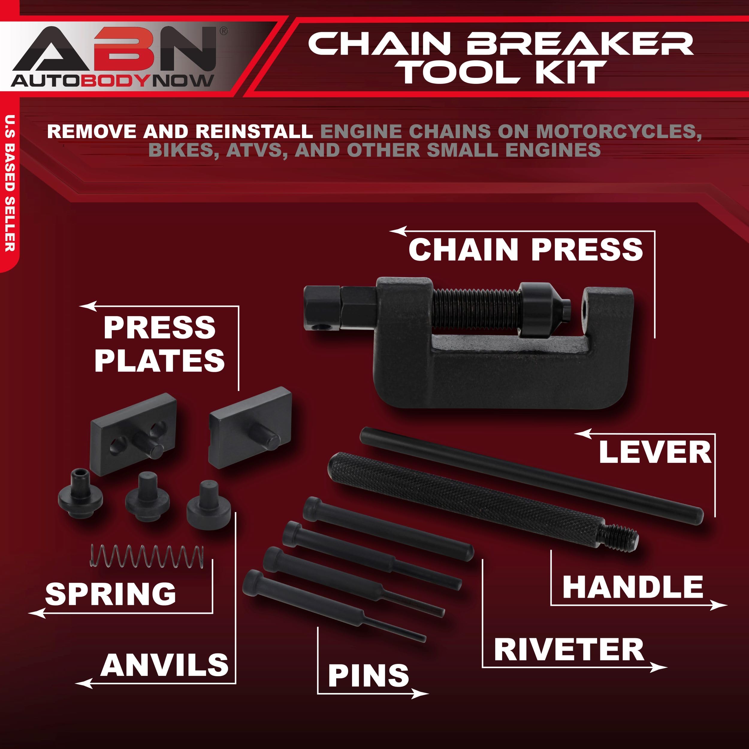 ABN 13-Piece Chain Breaker Tool Kit with Storage Case - Rivet & Roller Link Removal for 35-630 Motorcycle, Bike, ATV Chains