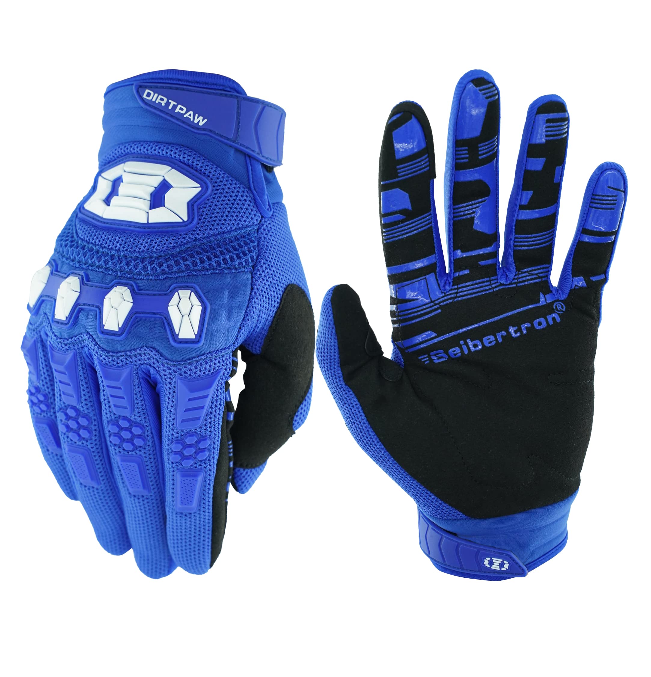 Seibertron Youth Dirtpaw Unisex Mx Atv Mtb Racing Gloves - Full Finger Touchscreen Glove For Bicycle Cycling Mountain Biking Mot
