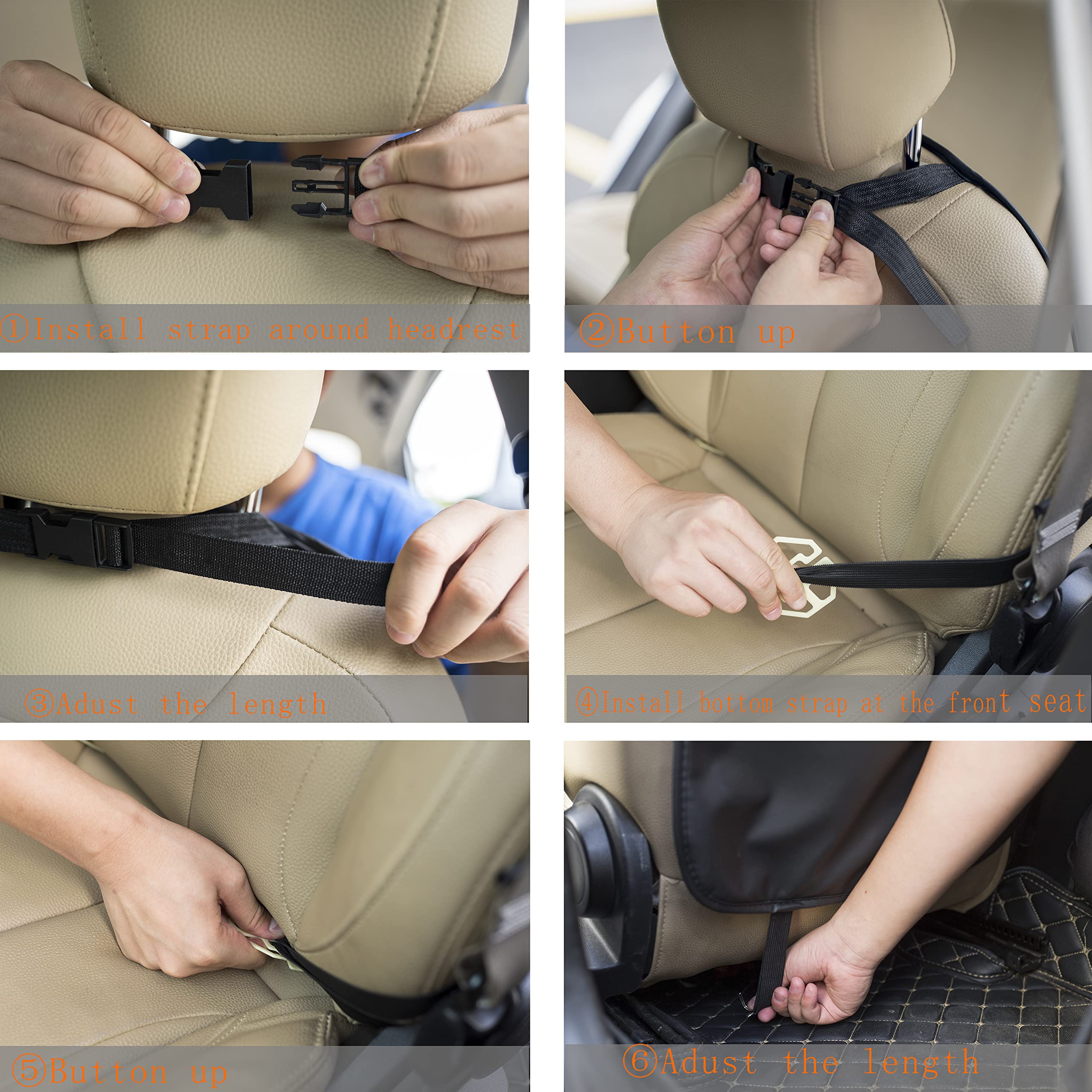ASENDIWAY Premium PU Leather Backseat Seat Organizer with Foldable Table, Multi-Storage Pockets and Adjustable Buckle Strap - Be
