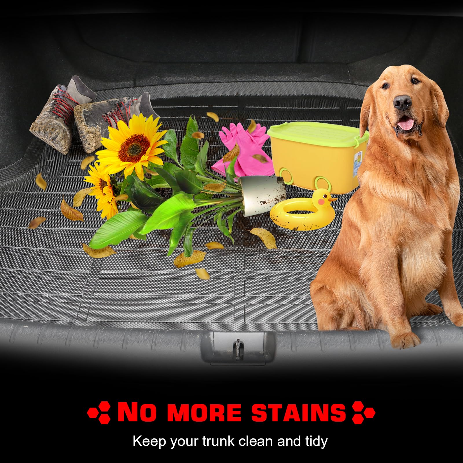 Ikon Motorsports Tpe Cargo Trunk Liner, Compatible With 2022-2024 Hyundai Tucson, Custom Fit All Weather Protection Heavy Duty R