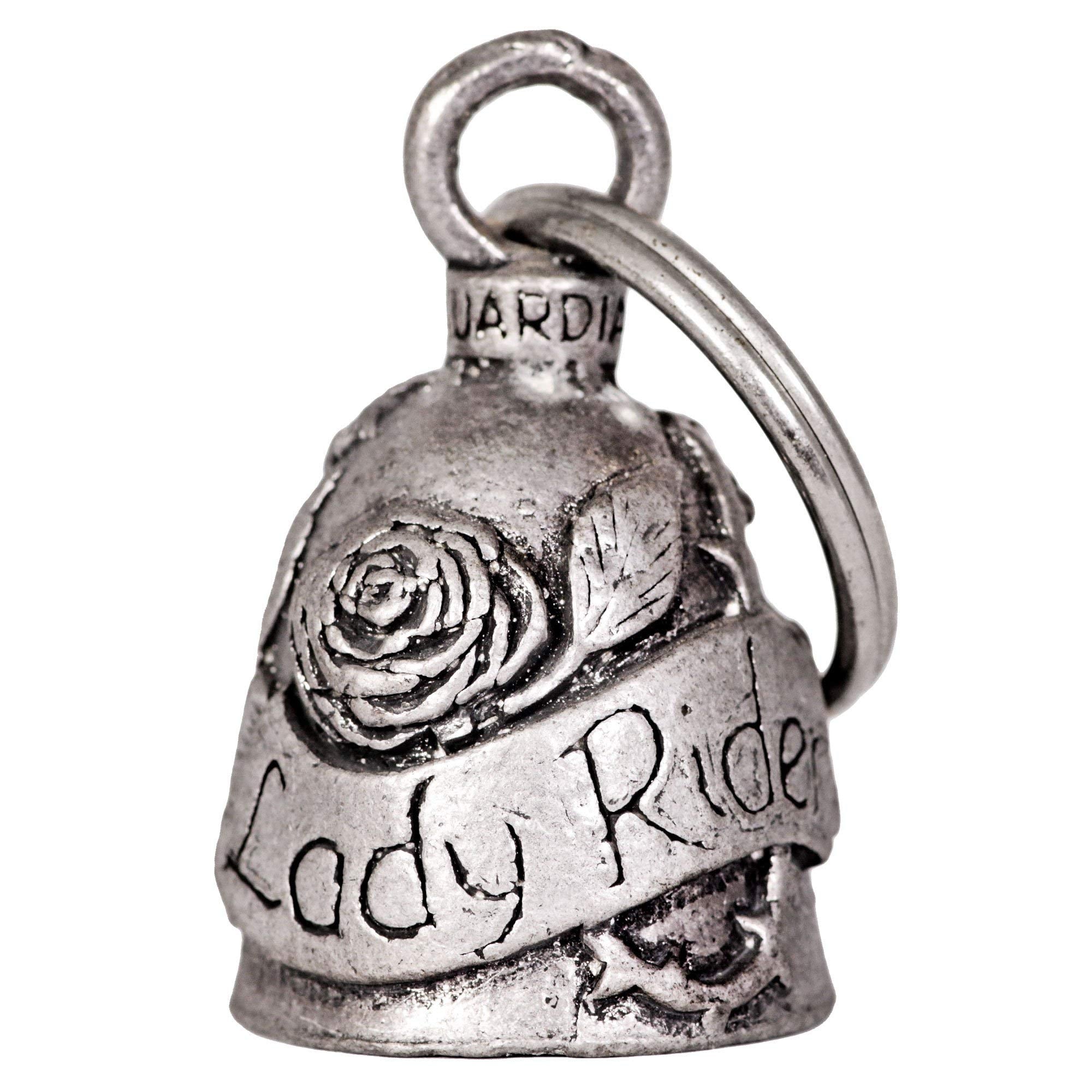 Guardian Bell Lady Rider Bell Good Luck Bell W/Keyring & Black Velvet Gift Bag | Motorcycle Bell | Lead-Free Pewter | Good Luck 