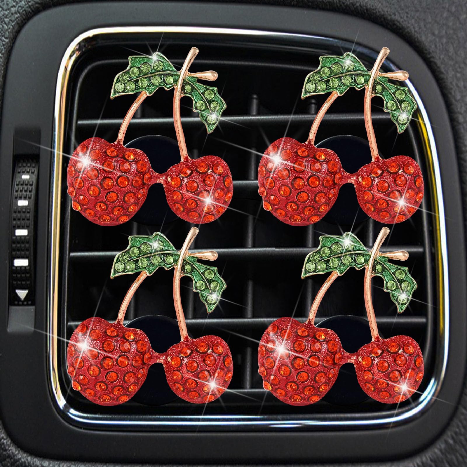 4 Pcs Cherry Decor Air Vent Clips Car Accessories,Stylish Fresheners Automotive Accessories for Women Interior Upgrade,Cherry Rh