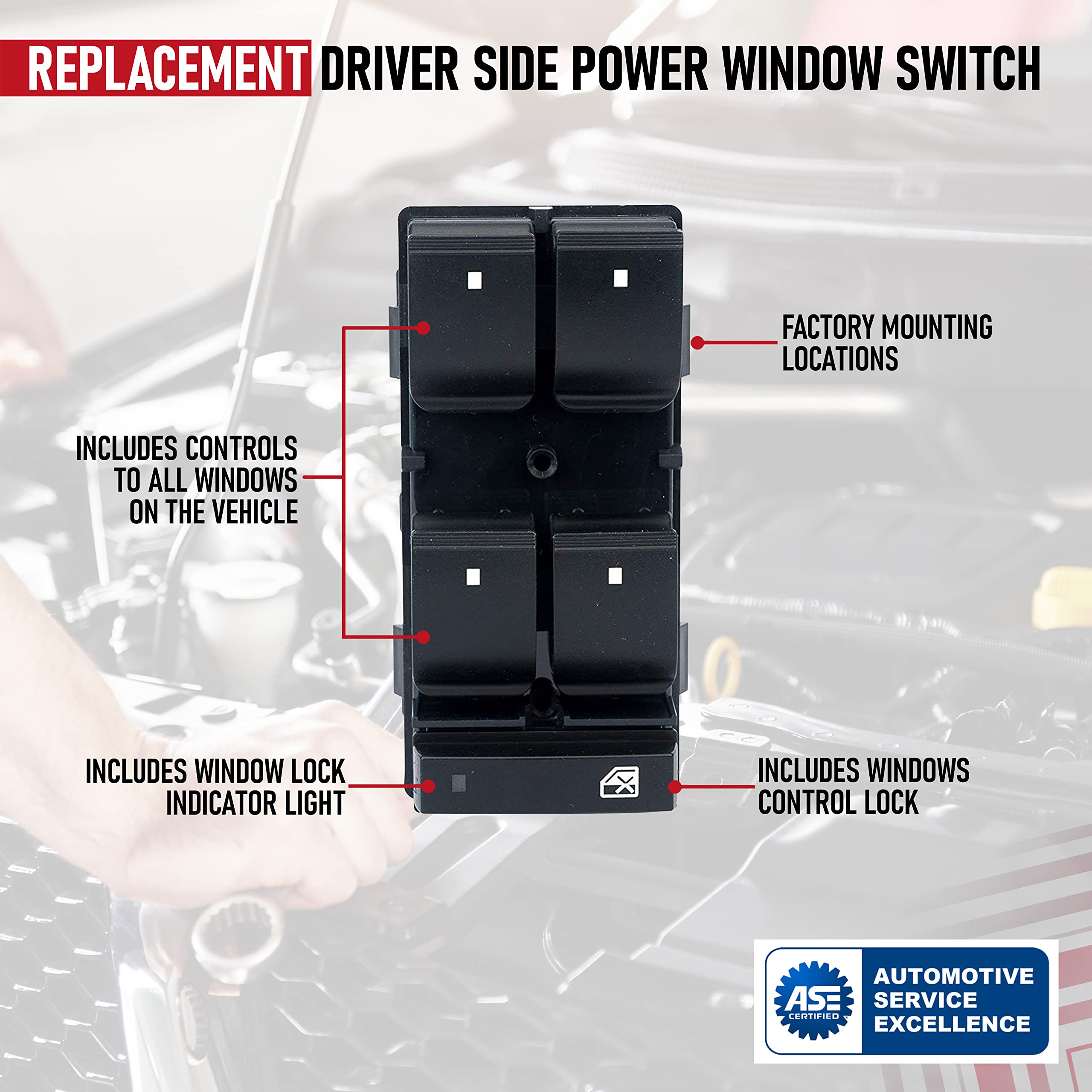 Driver Side Power Window Switch - Compatible With Chevrolet, Gmc Vehicles - 2007-2015 - Silverado 1500, 2500Hd, Sierra 3500Hd, T