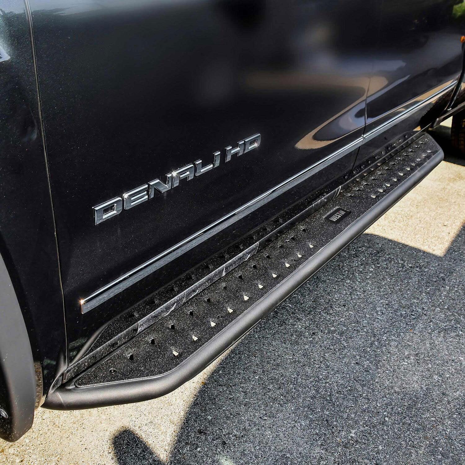 Westin Textured Black Outlaw Nerf Step Bars Silverado/Sierra 1500 Crew Cab 2014-2018; 2500/3500 Crew Cab 2015-2019