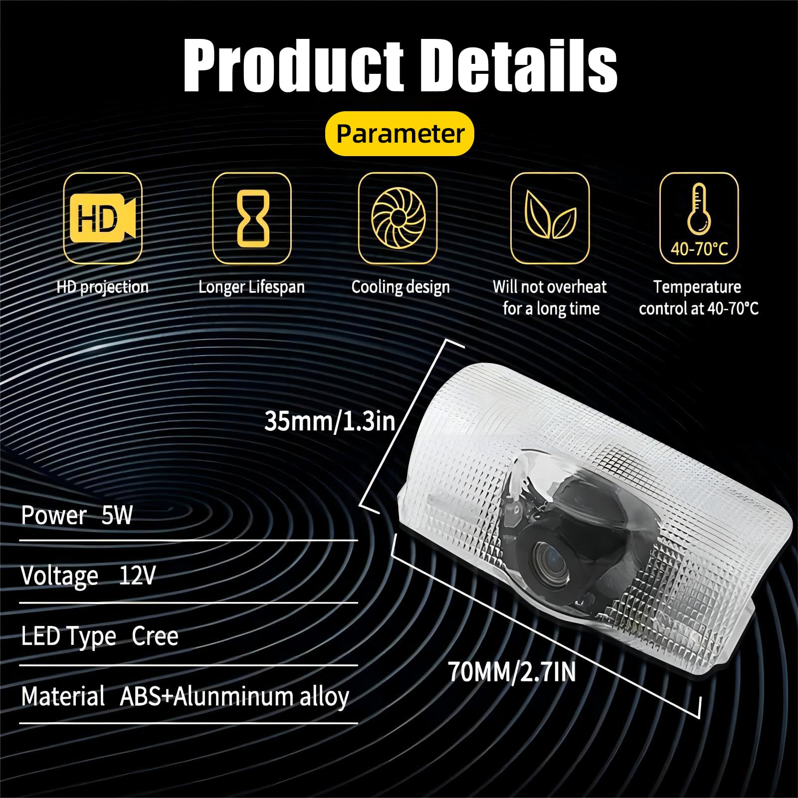 Thingrific 4Pcs Car Door Lights Logo Projector, 3D LED Puddle Lights, ABS + Aluminum Alloy, For Toyota Models