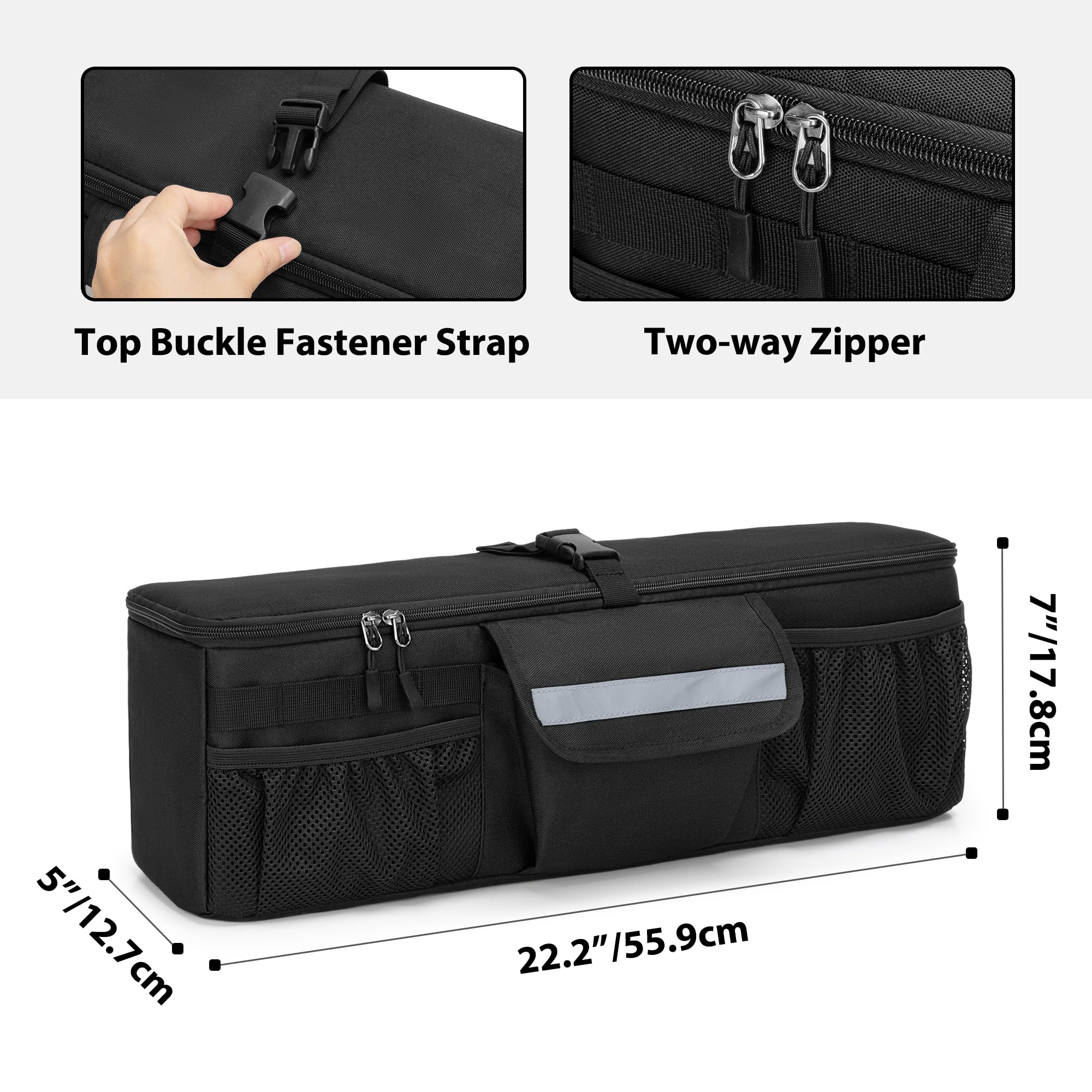 GRAOSO Car Trunk Organizer for Toyota FJ Cruiser 2007-2021, Black Nylon with Adjustable Loops & Multi Pockets, Model CAGS01501