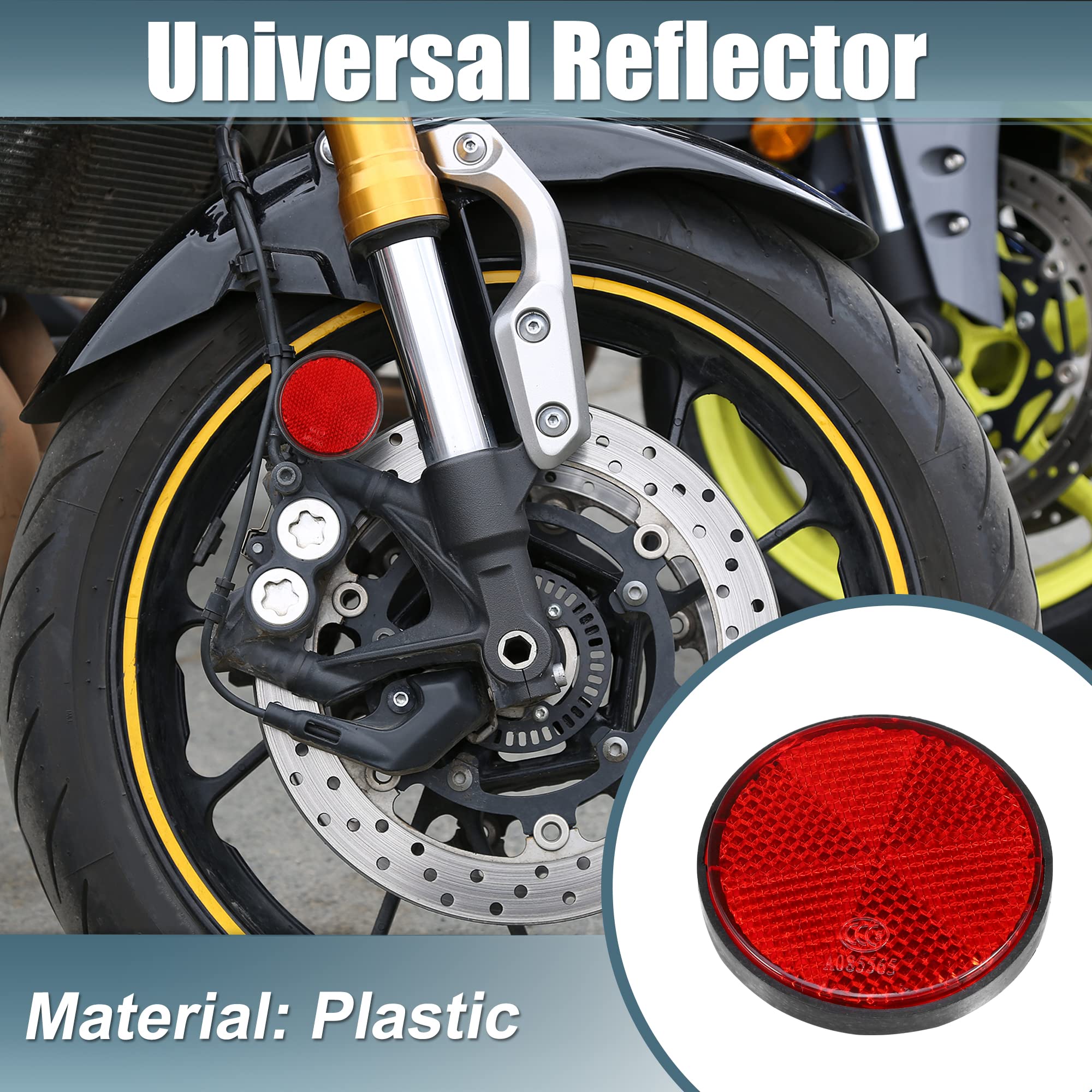 X Autohaux 8 Pcs Round Rear Reflectors Screw On Safety Spoke Reflective Gate Posts Reflector For Cars Trailer Motorcycle Trucks Boat Bicycle Bike 44Mm Red