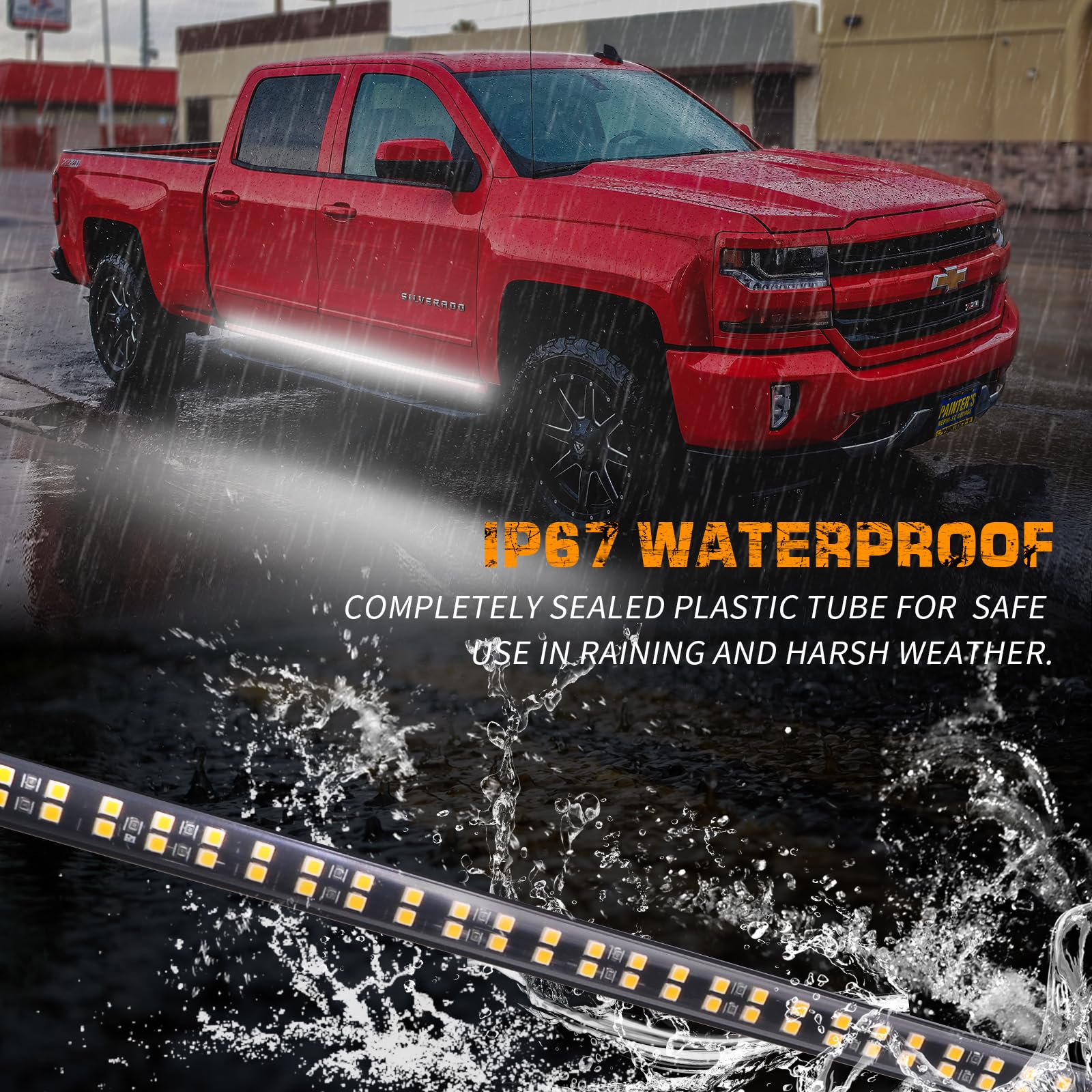 XRIDONSEN 70" White Strobe Lights - 2PCS 864 LED Emergency Hazard Safety Lights for Trucks, SUVs, and Construction Vehicles