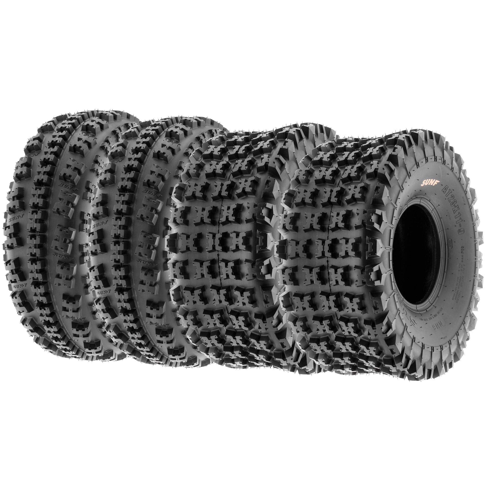 SUNF Set of 4 Knobby Sport Tires - 22x7-10 Front & 20x10-9 Rear, Rubber, Black, Tubeless, 6 PR, A027