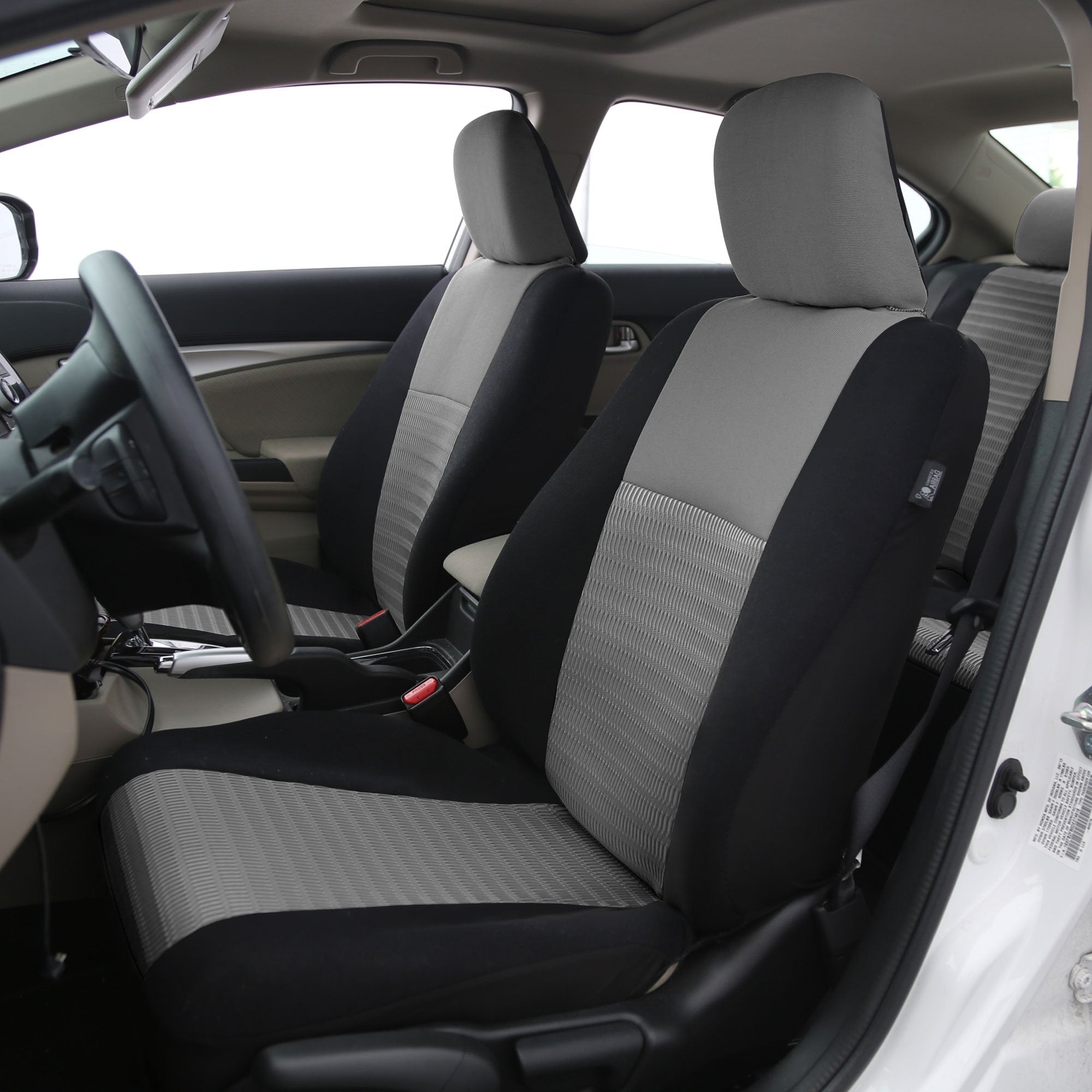FH Group Trendy Elegance 3D Air Mesh Split Bench Car Seat Cover (Split Ready, Detachable Headrest Only) with Gift- Universal fit
