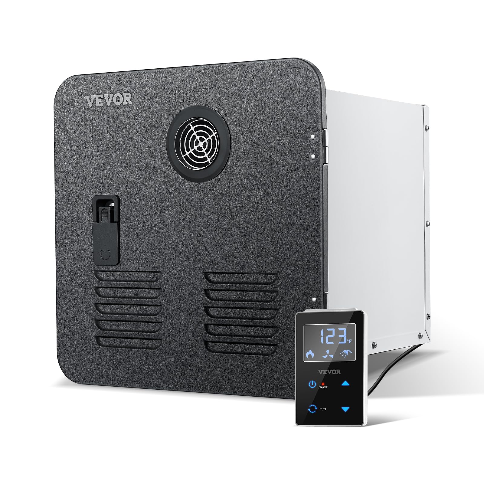 VEVOR RV Tankless Water Heater, Instant Shower with 15 x 15 inches Black Door and Remote Controller, 42000BTU Optimized Comfort 