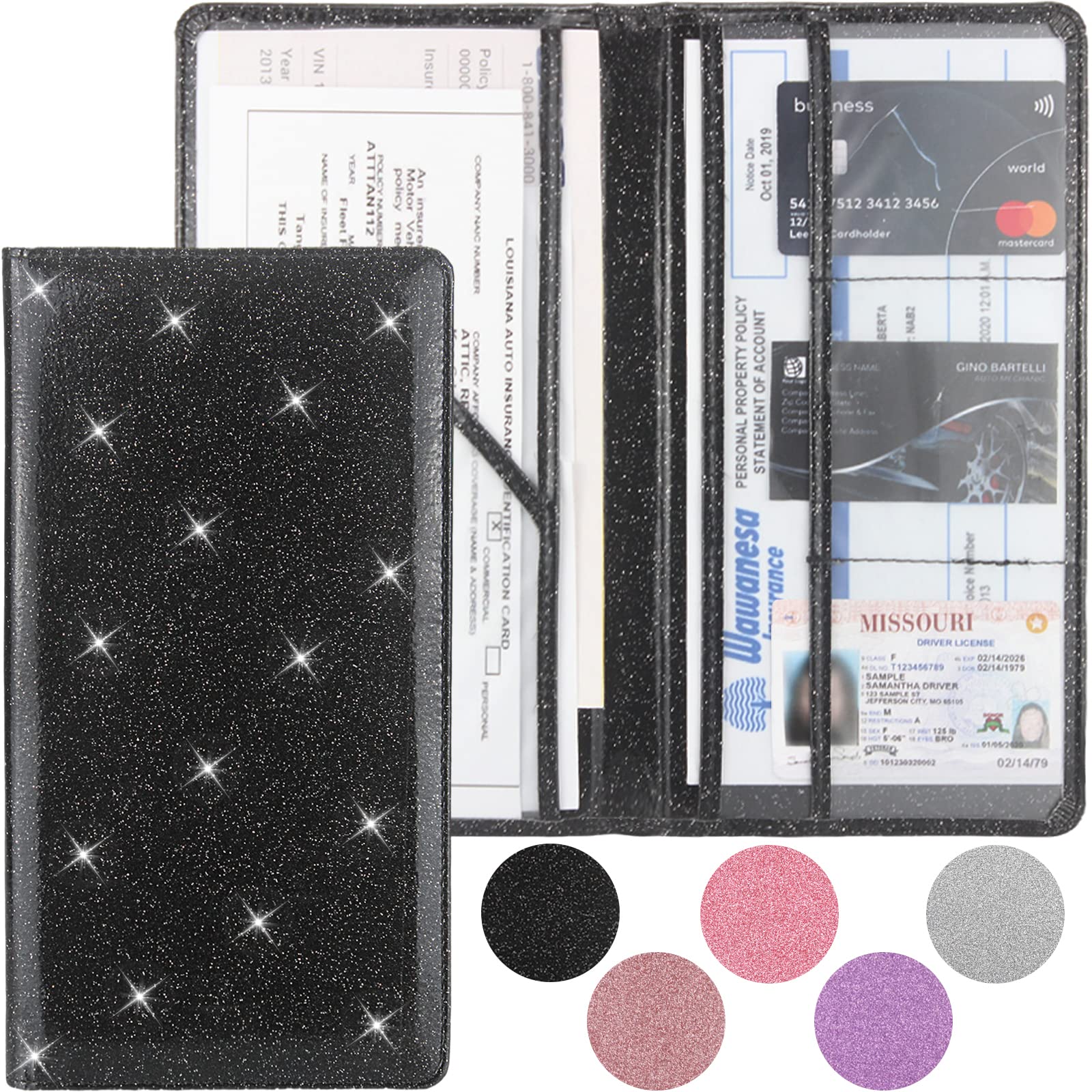 Car Registration And Insurance Holder, Premium Leather Insurance And Registration Holder,Vehicle Glove Box Car Organizer, With M