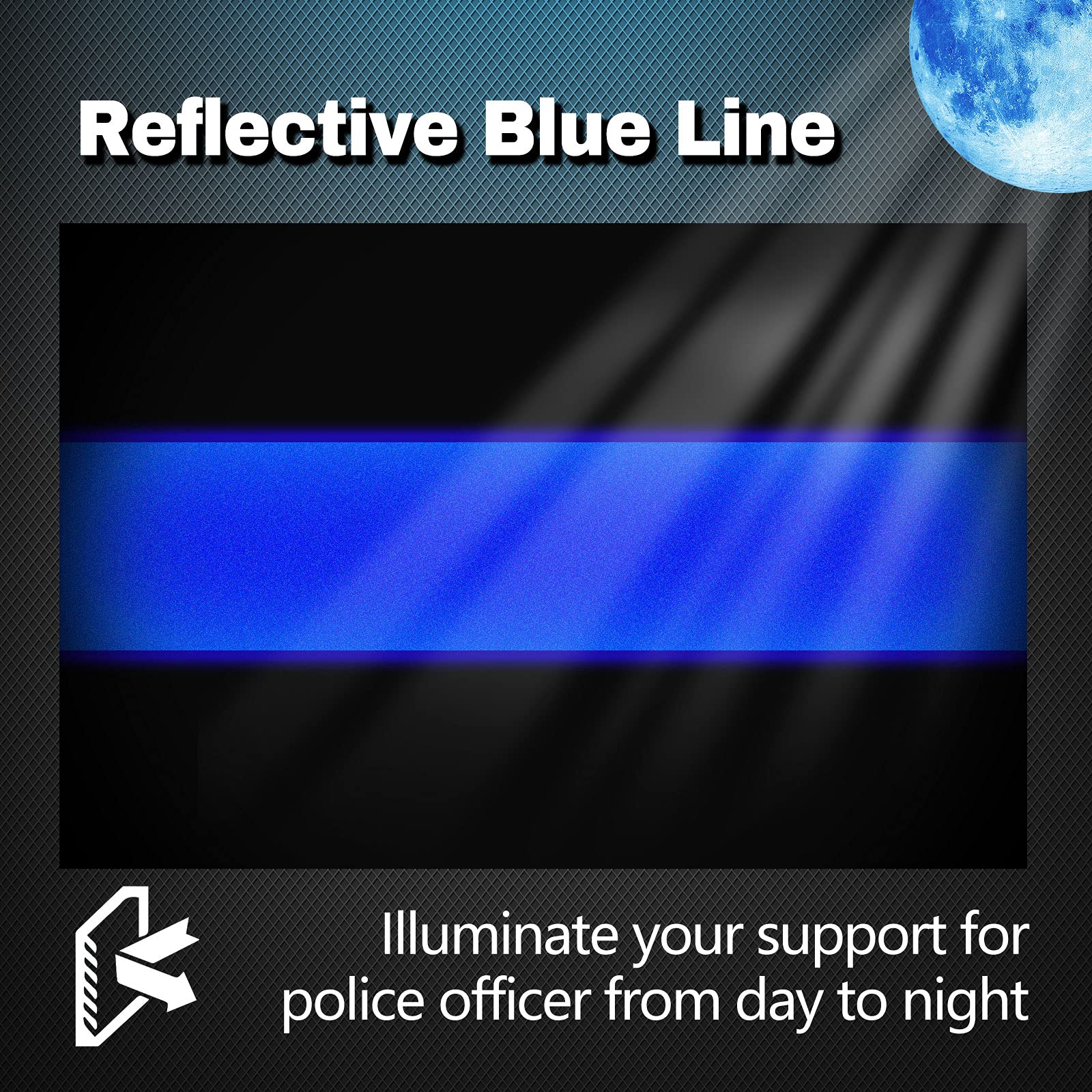 3 Pack Reflective Police Thin Blue Line Bumper Decal Stickers 4'' x 2.6'' | Compatible with Cars & Trucks, Honoring Police Law E