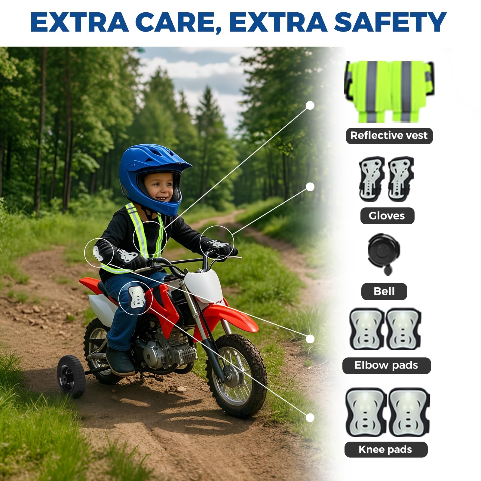 FRP Dirt Bike Training Wheels for Mini Bikes - Compatible with Honda Z50, Coleman CT100U, Black, 10 Years Warranty