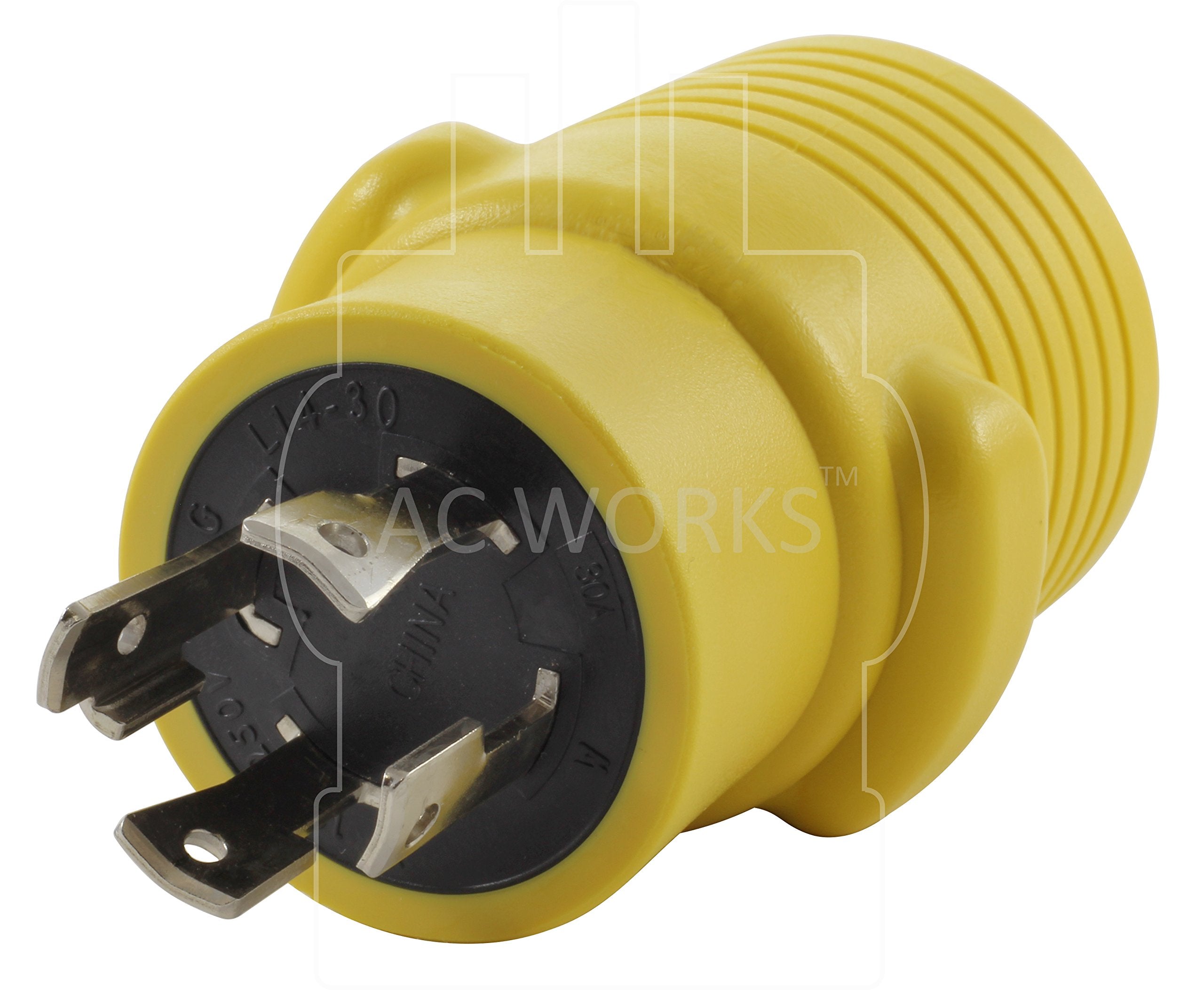 AC WORKS EV Charging Adapter for Tesla, L14-30 30A 4-Prong Locking to 50A RV/Tesla, Model RVL14301450