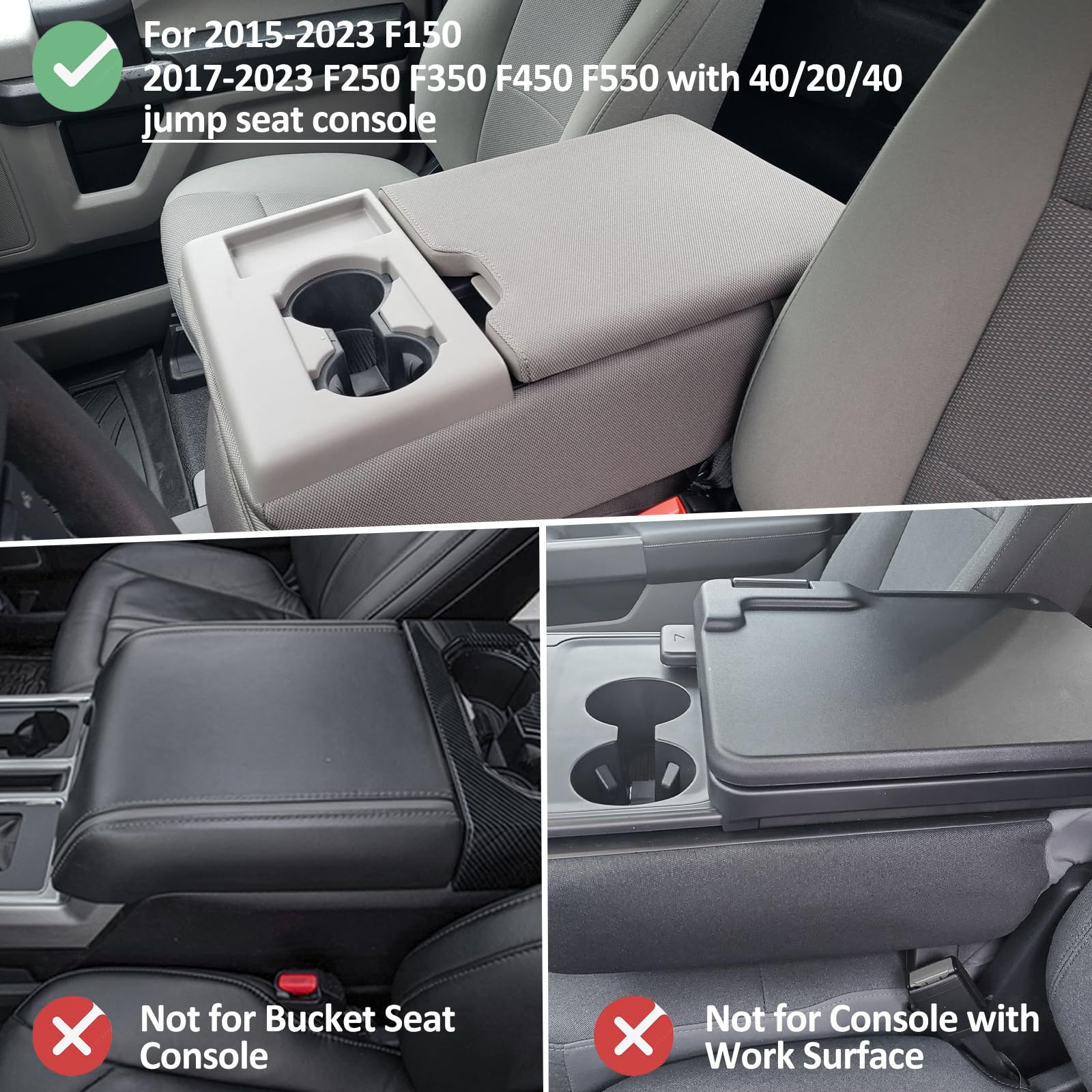 Jdmcar Armrest Cover Compatible With 2015-2024 2025 Ford F150 Accessories, 2017-2025 F250 F350 F450 With 40/20/40 Jump Seat, Cus