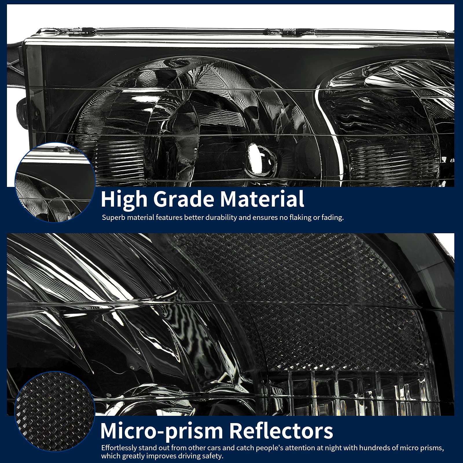 Autosaver88 Headlight Assembly Compatible With 2002-2005 Dodge Ram Pickup Truck Oe Style Replacement Headlamps Smoked Cover With Clear Reflector Lens