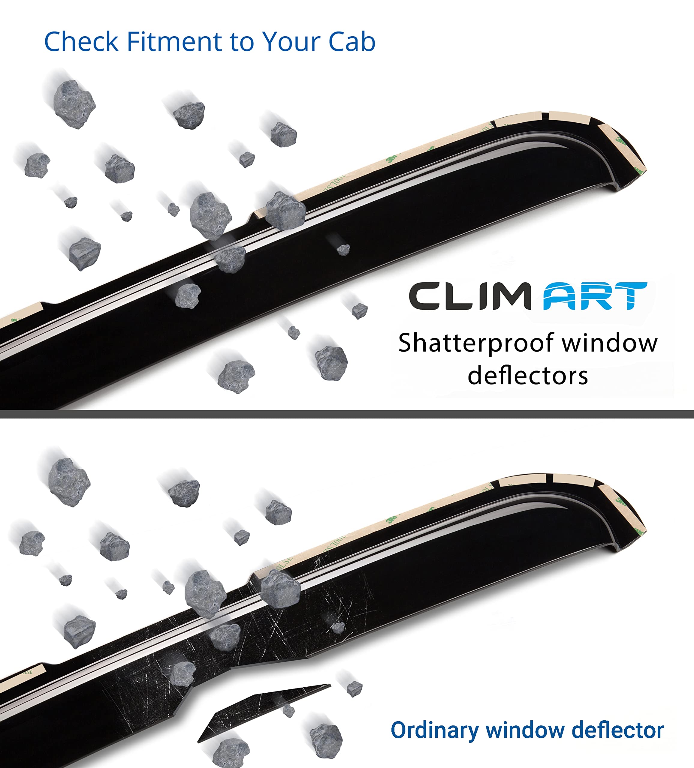 Clim Art In-Channel Incredibly Durable Rain Guards For Toyota Tundra 2007-2021 Crewmax, Original Window Deflectors, Vent Window Visors, Vent Deflector, Dark Smoke Truck Accessories, 4 Pcs- 607066Lp