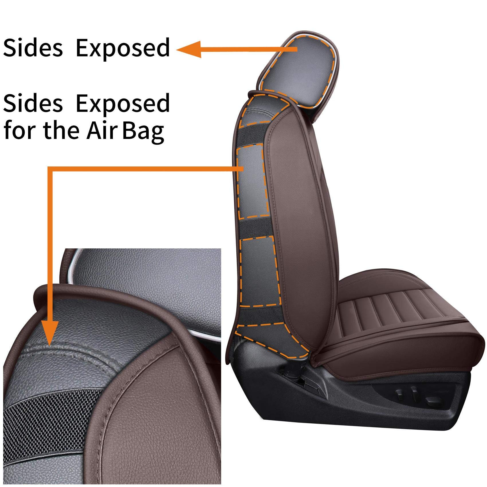 YIERTAI Truck Seat Covers for Chevy Silverado GMC Sierra 2007-2025, Waterproof Faux Leather, 5 PCS Full Set, Brown