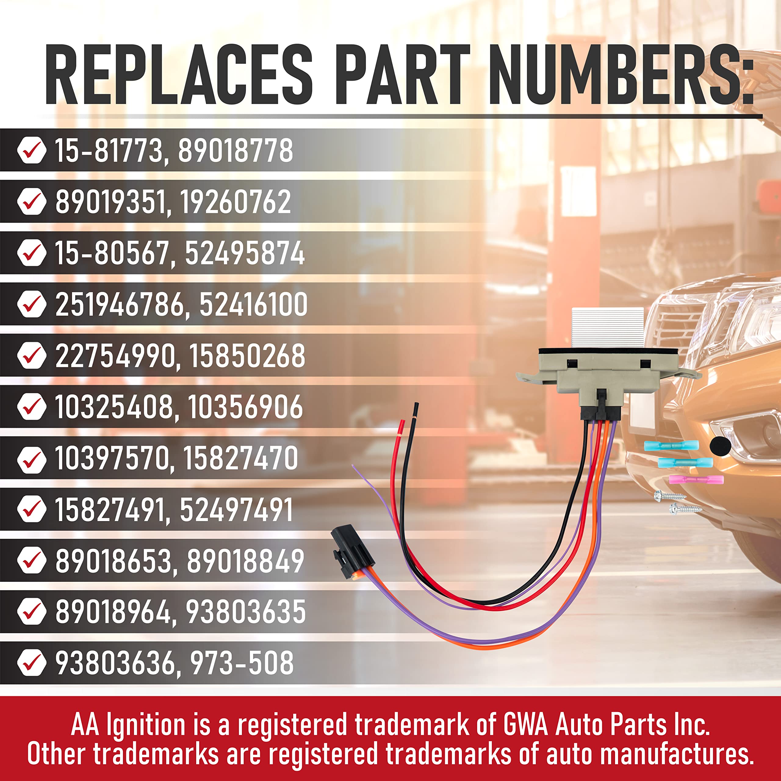 Hvac Blower Motor Resistor Complete Kit With Harness - Replaces 15 81773, 89018778, 89019351, 1581773, 15-81773 Compatible With
