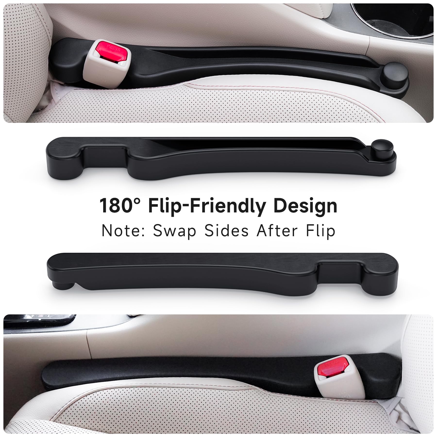 Givifive Car Seat Gap Filler Set of 2, Soft Foam, 3in1 Organizer & Hook, Black, Universal Fit for Cars, SUVs, Trucks