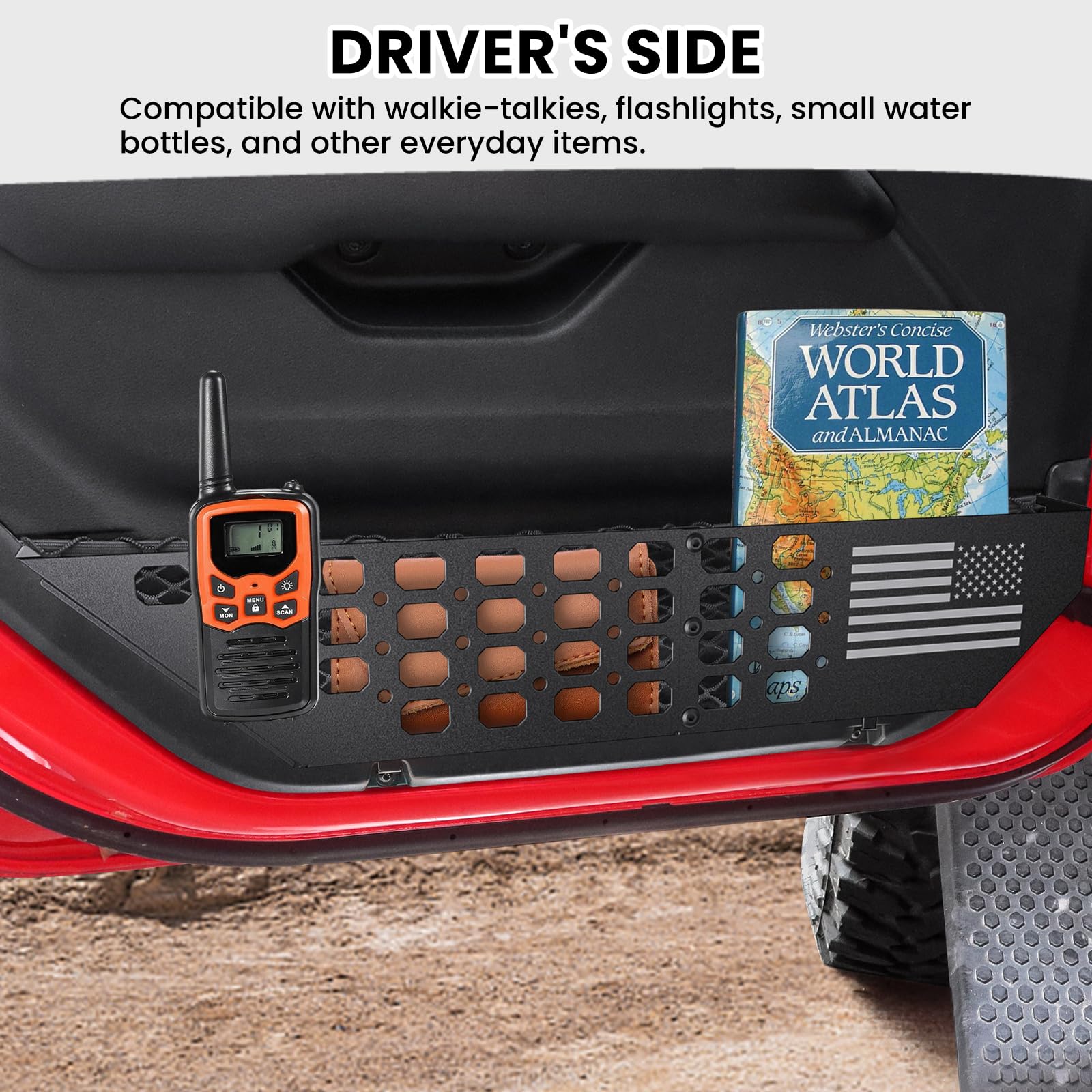 DIAMOOKY Metal Door Pocket Storage Box for Jeep Wrangler JL/JT (2018-2026) - Flat Flag, 2PCS, Not for Power Seats