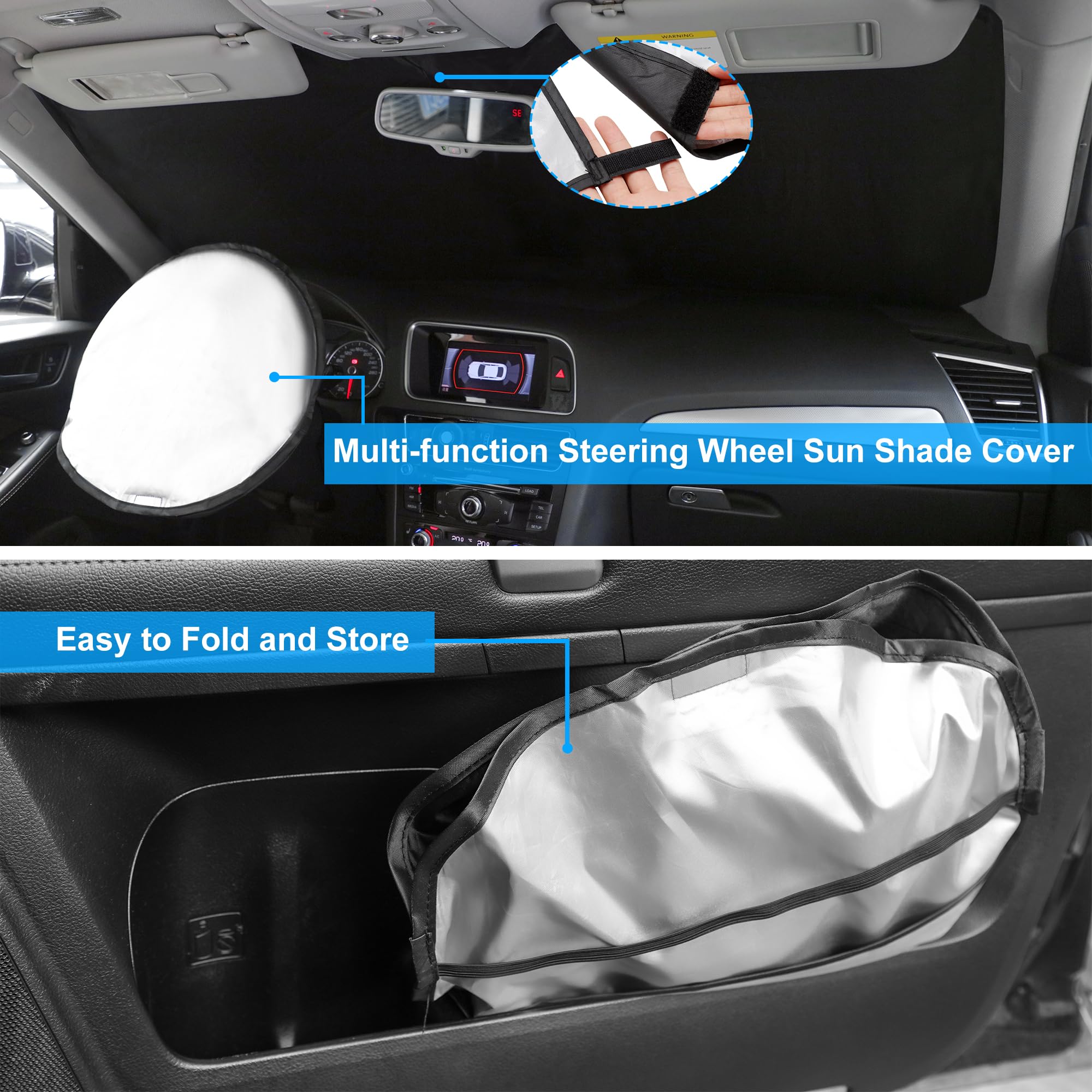 LHFLIVE Windshield Sun Shade - Custom Fit for 2015-2021 Subaru WRX, Black/Silver, Foldable Sun Blocker, Heat Protection